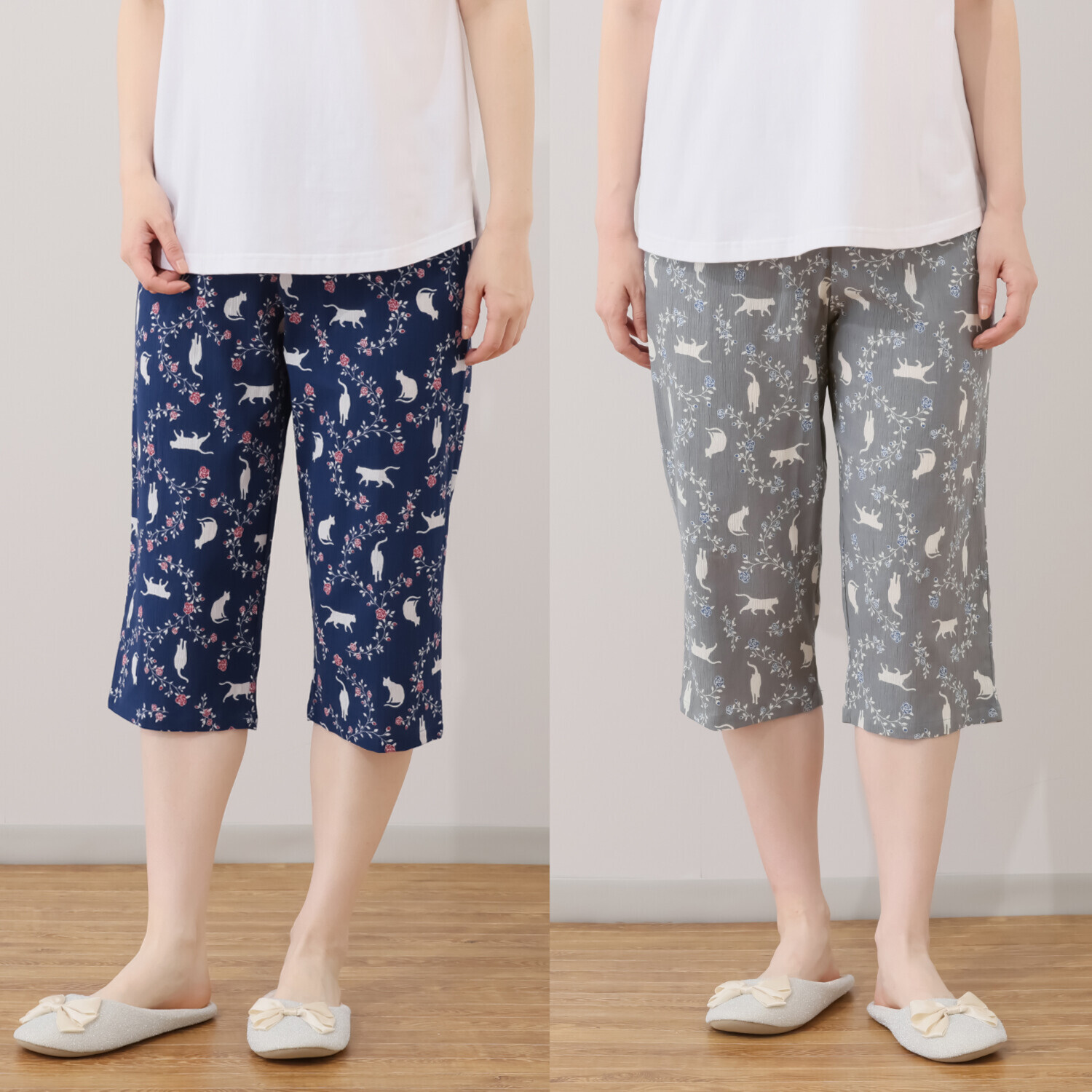 涼活女子 吸水速乾 ７分丈カプリパンツ ２枚セット