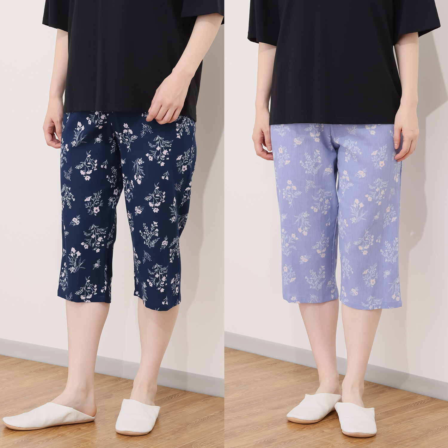 涼活女子 吸水速乾 ７分丈カプリパンツ ２枚セット