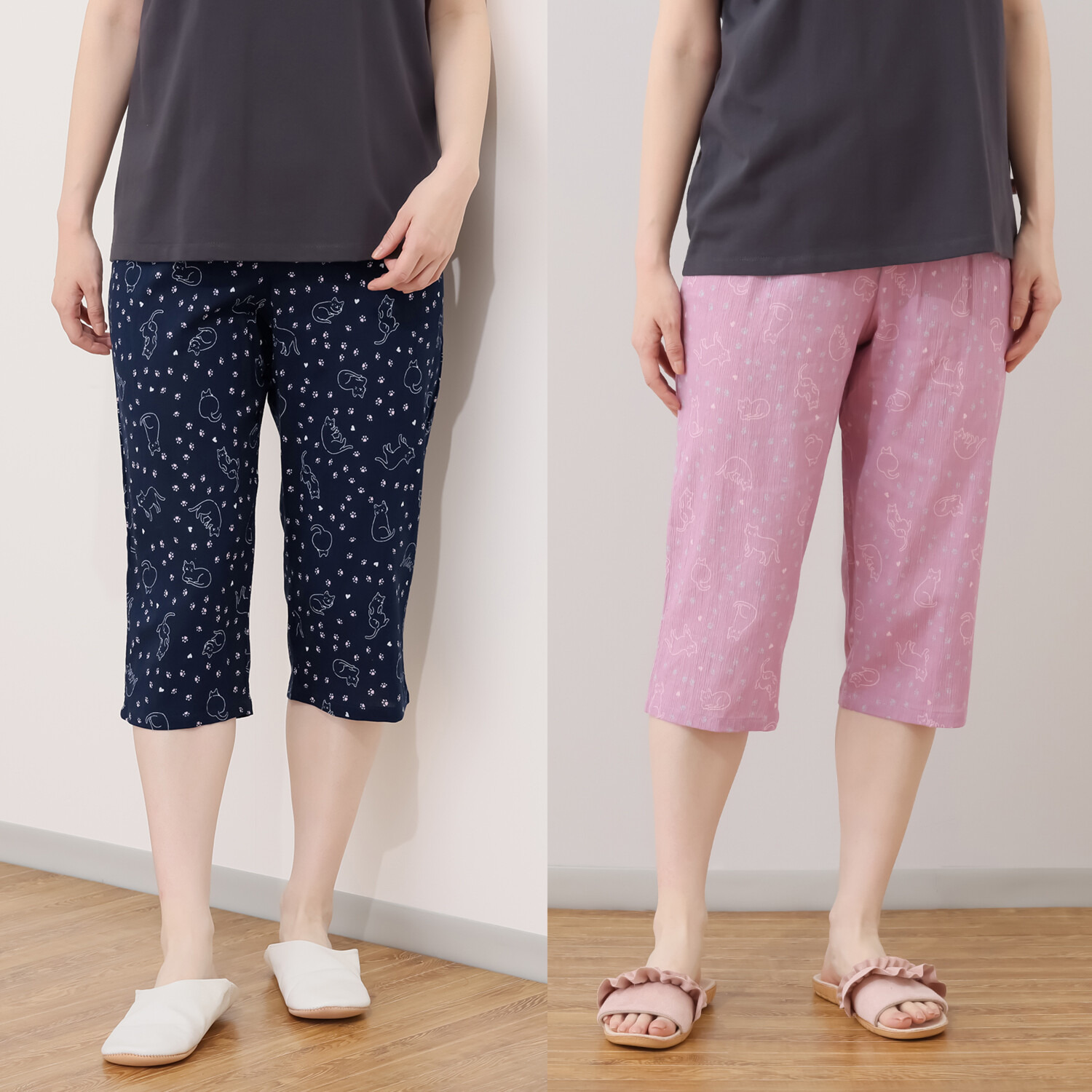 涼活女子 吸水速乾 ７分丈カプリパンツ ２枚セット