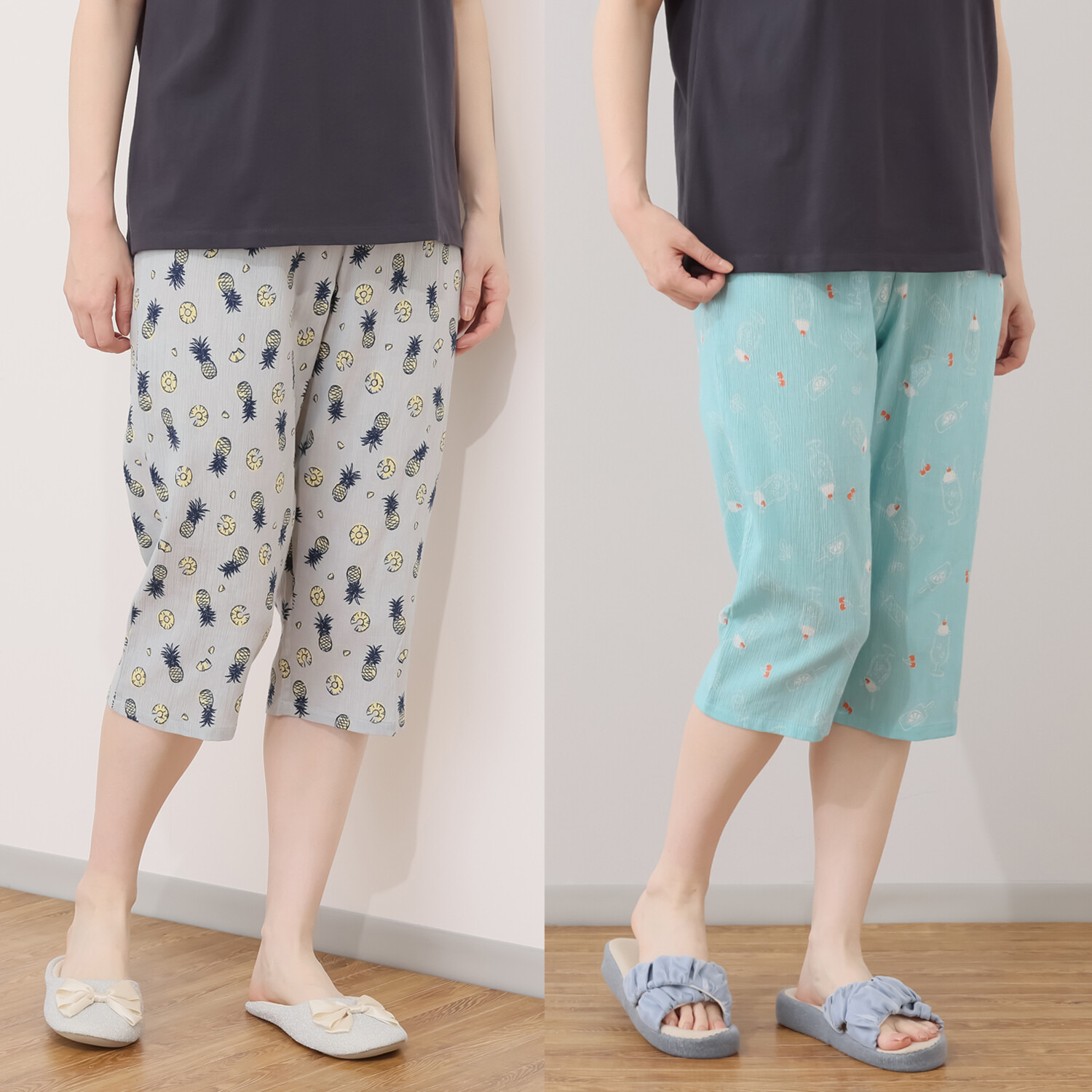 涼活女子 吸水速乾 ７分丈カプリパンツ ２枚セット