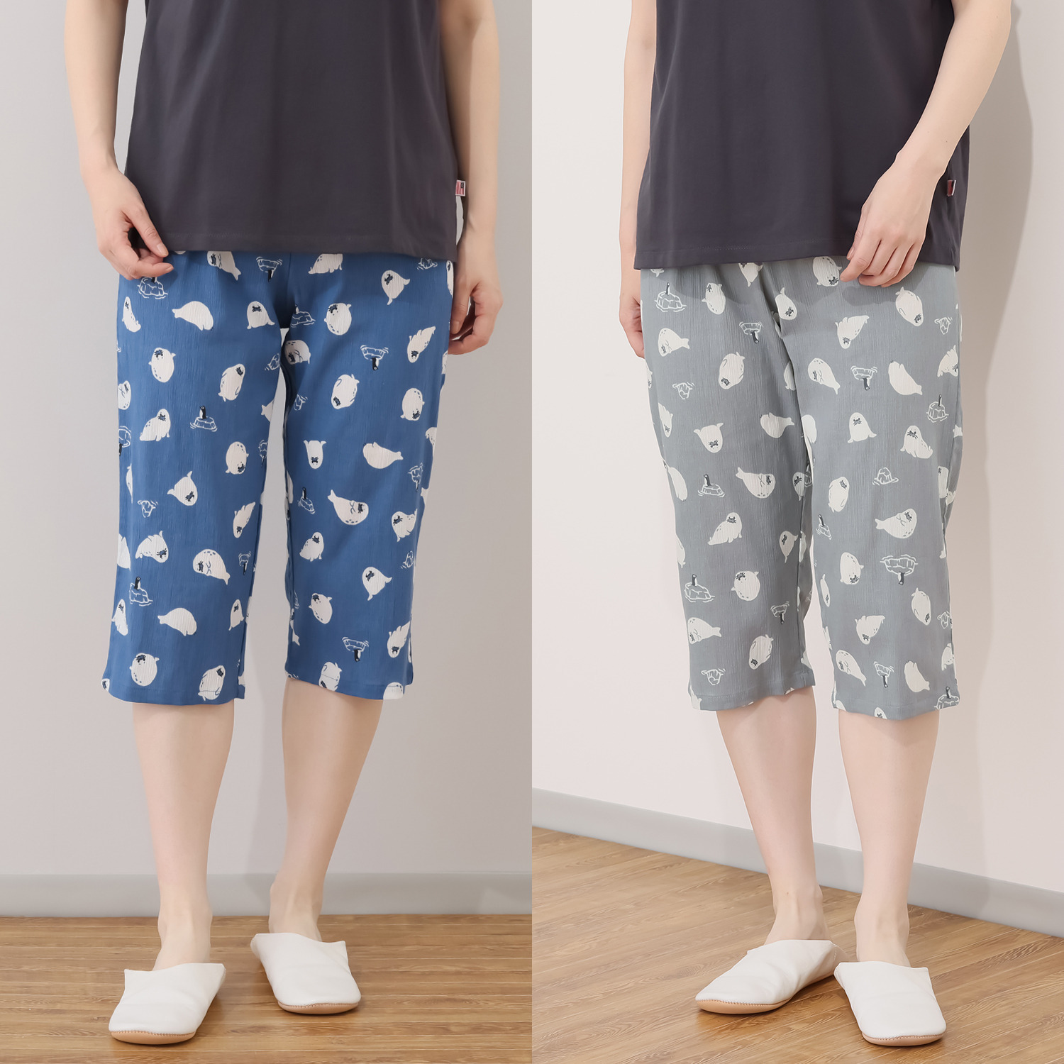 涼活女子 吸水速乾 ７分丈カプリパンツ ２枚セット