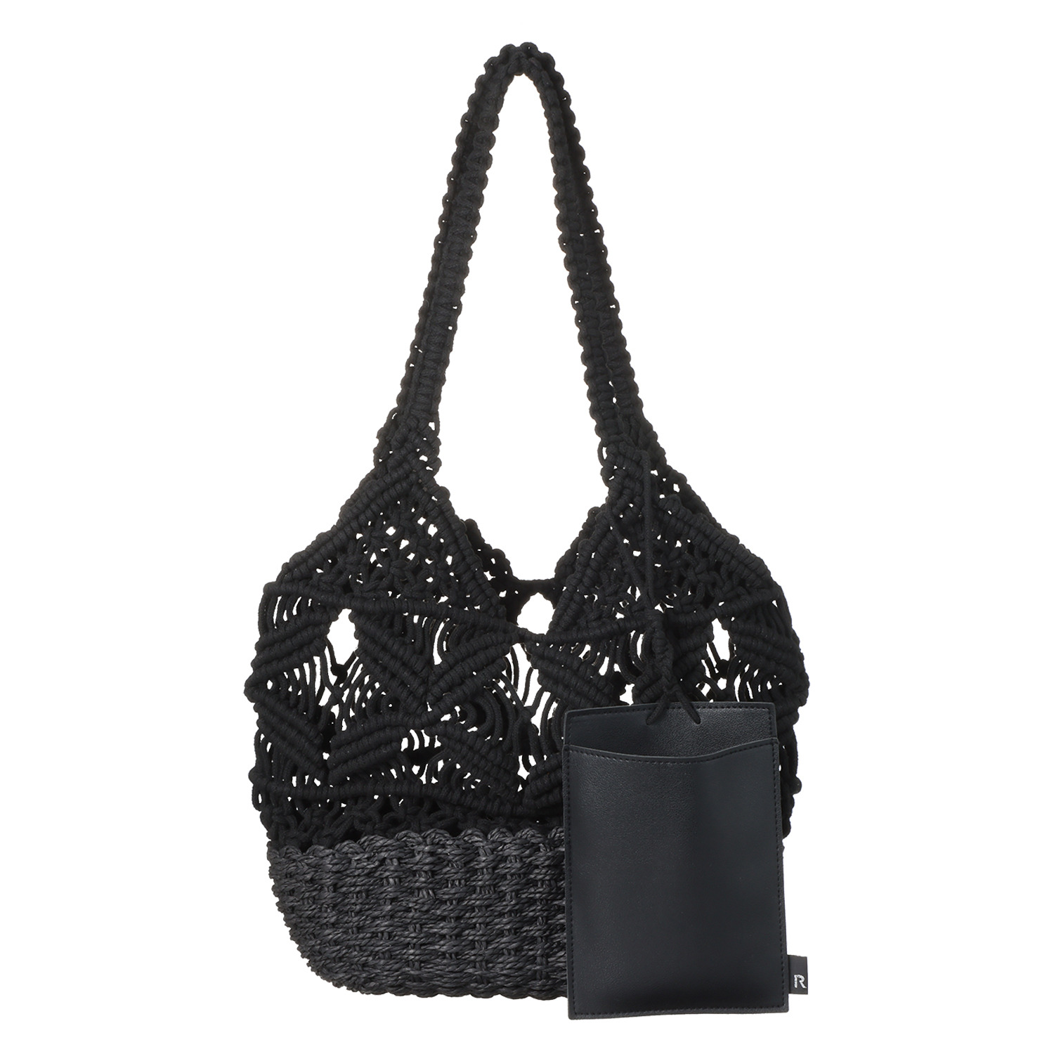 ルートート 透け感がかわいい マクラメ編 かごトートバッグ