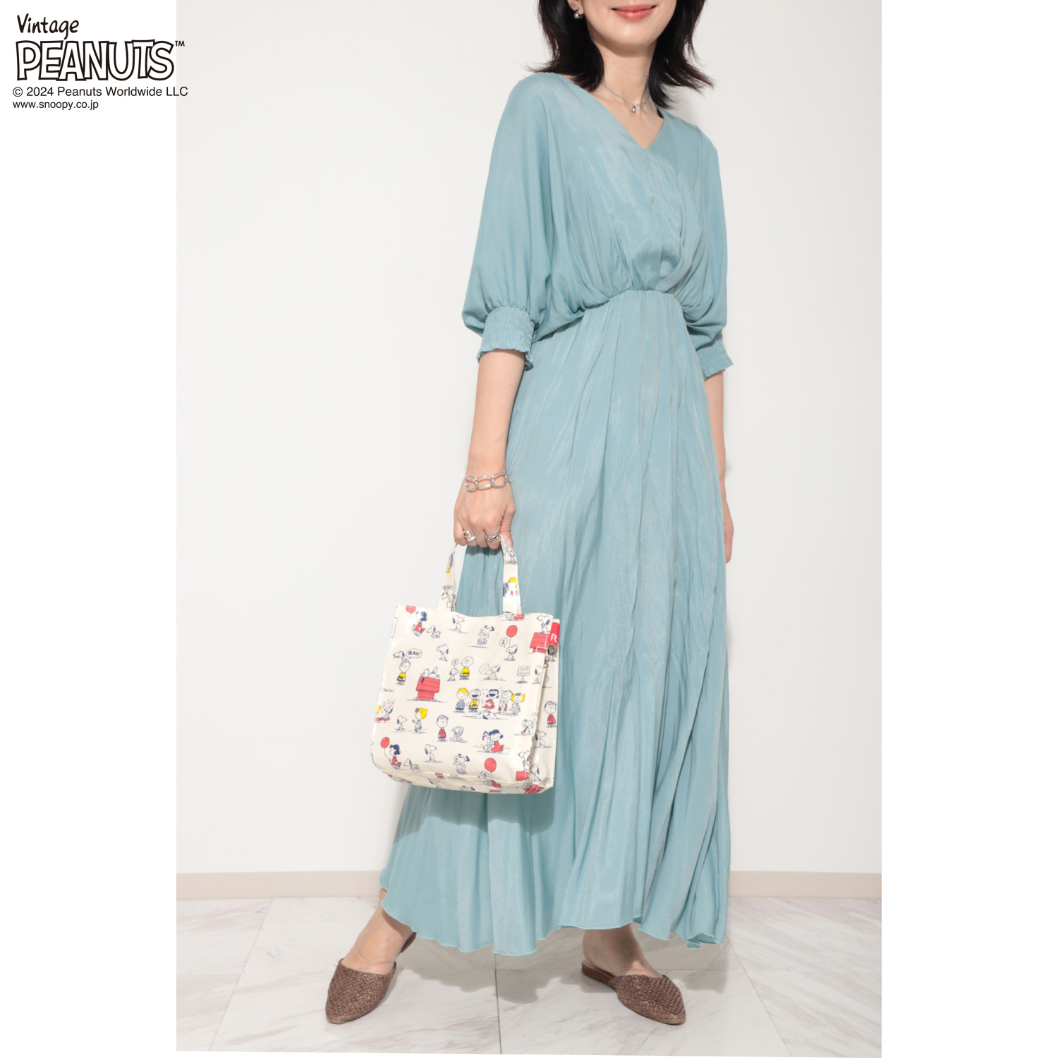 ルートート ピーナッツ ラミネート スクエアトートバッグ