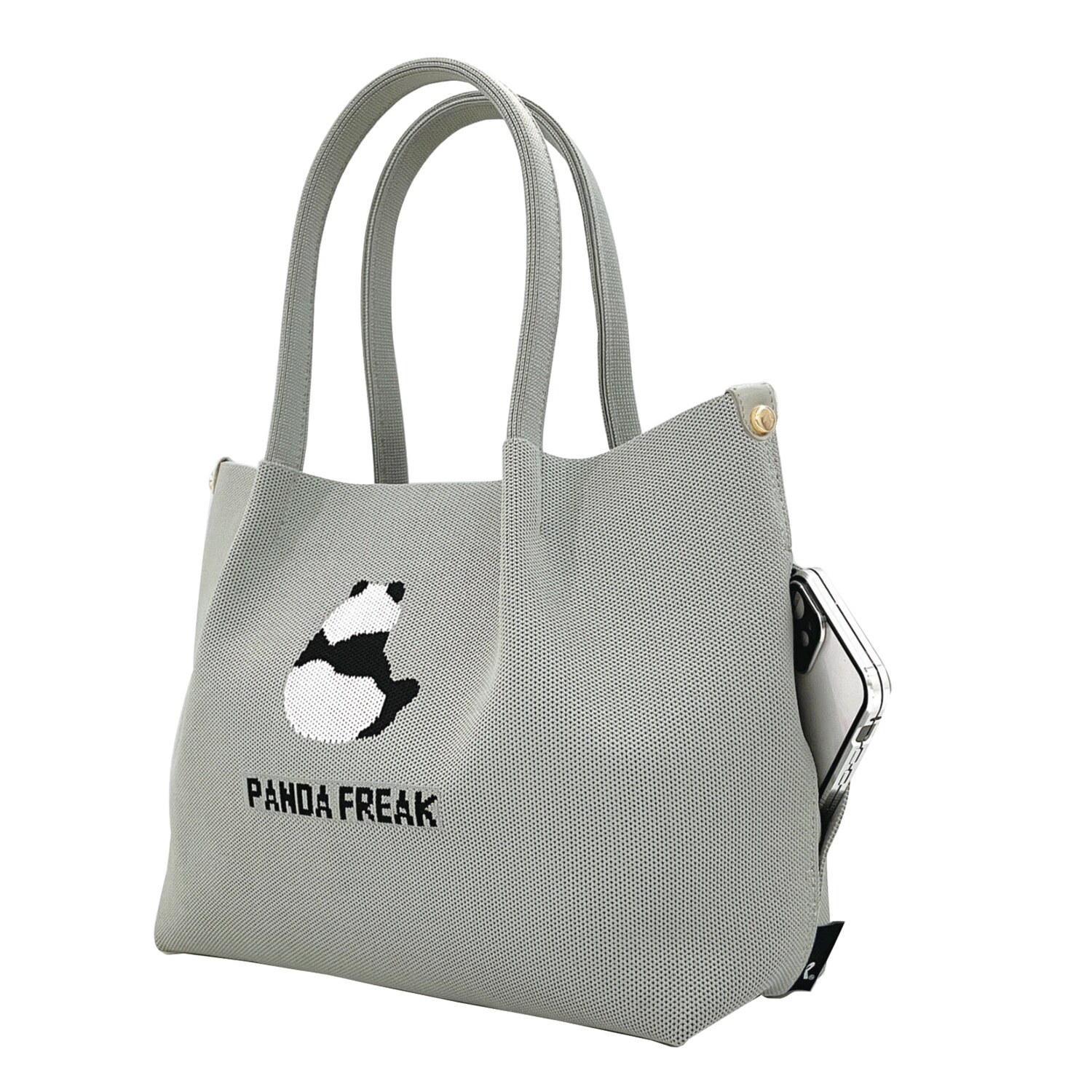 ルートート パンダが愛らしい 自立する ニットトートバッグ