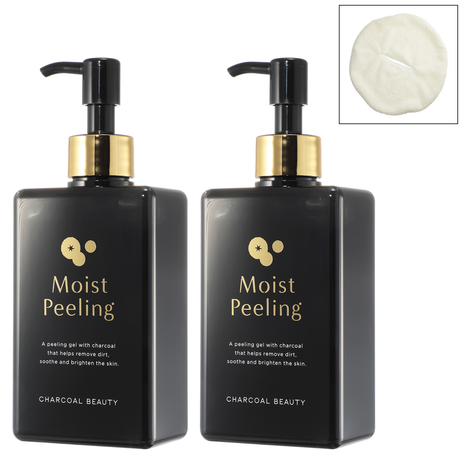 チャコールビューティー こだわりの炭パウダー （炭、シリカ）配合！ 古い角質・毛穴の汚れオフ つるつる肌へ導く洗浄料 モイストピーリング２本 フェイスマスク付 特別セット