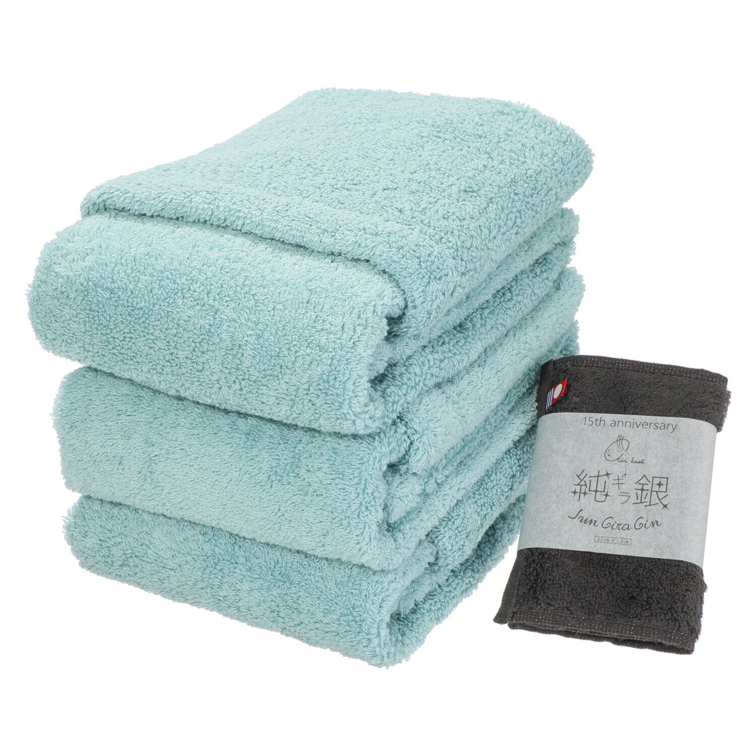 エアーかおるオーガニック フェイスタオル 同色３枚組 なでしこ“純ギラ銀” タオルハンカチ特別セット