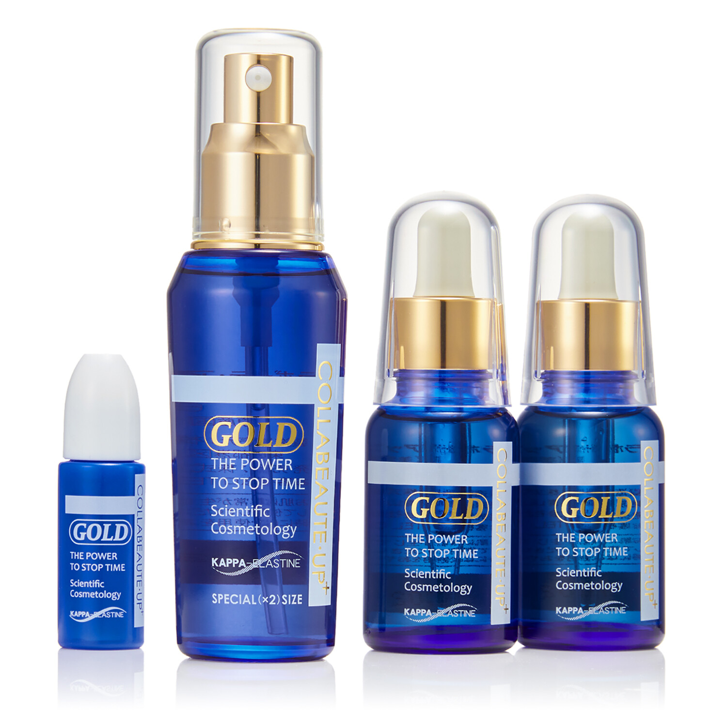 カッパエラスチン配合 （加水分解エラスチン） なめらかハリ美肌！ コラボーテ・ アッププラス　ＧＯＬＤ ハリ・弾力ケア美容液 ４．３本分大増量セット