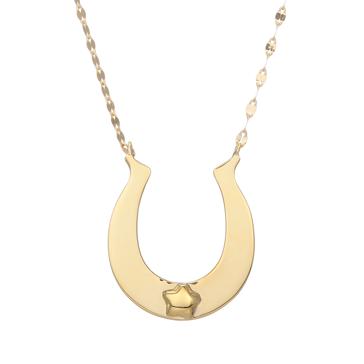 ケーグランツ １８Ｋ 馬蹄モティーフ 一つ星アクセント リバーシブルネックレス
