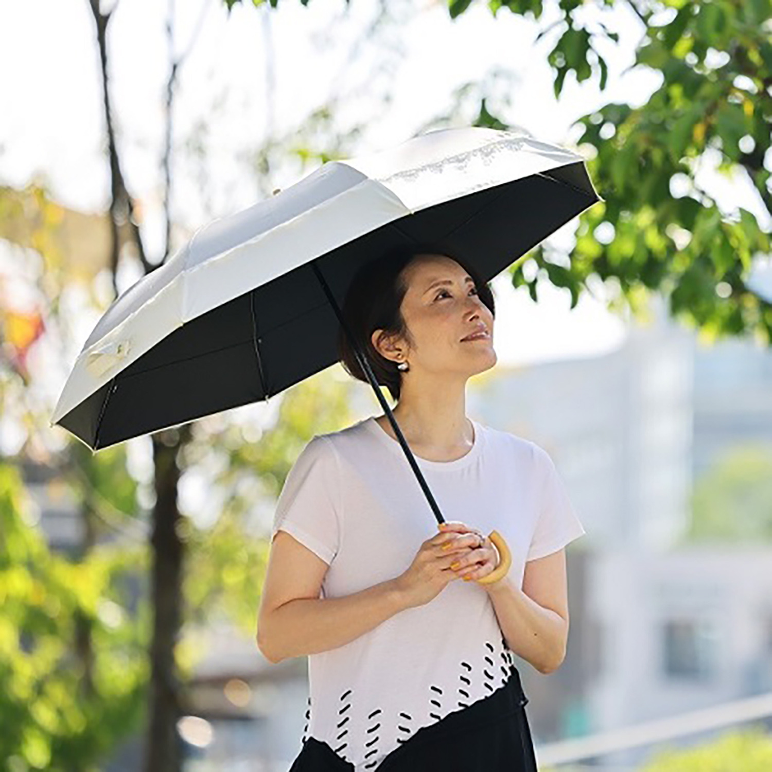 センテリオ バイカラーレース 晴雨兼用 折りたたみ日傘