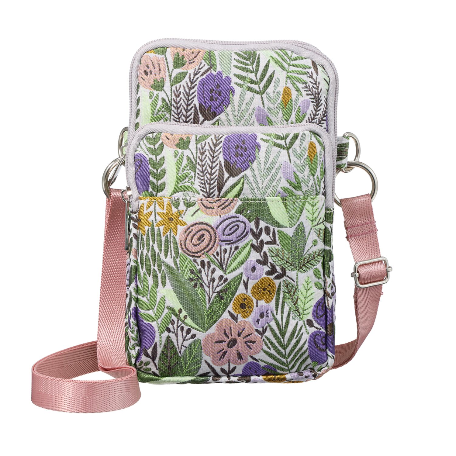 ラルジュ ボタニカルジャガード ダブルファスナー スマートショルダーバッグ