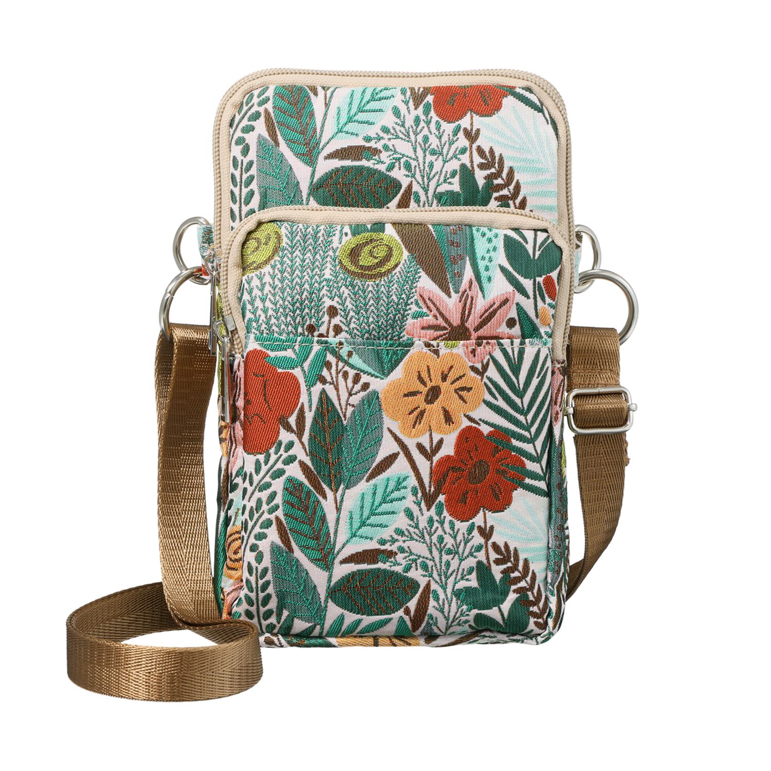 ラルジュ ボタニカルジャガード ダブルファスナー スマートショルダーバッグ