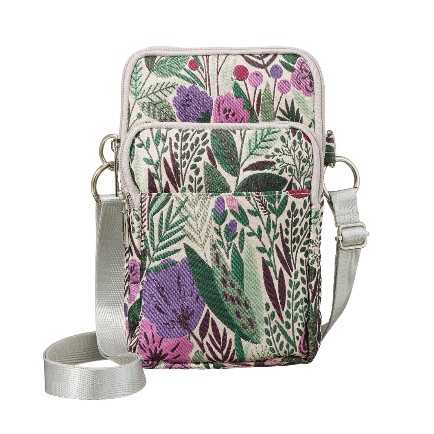 ラルジュ ボタニカルジャガード ダブルファスナー スマートショルダーバッグ