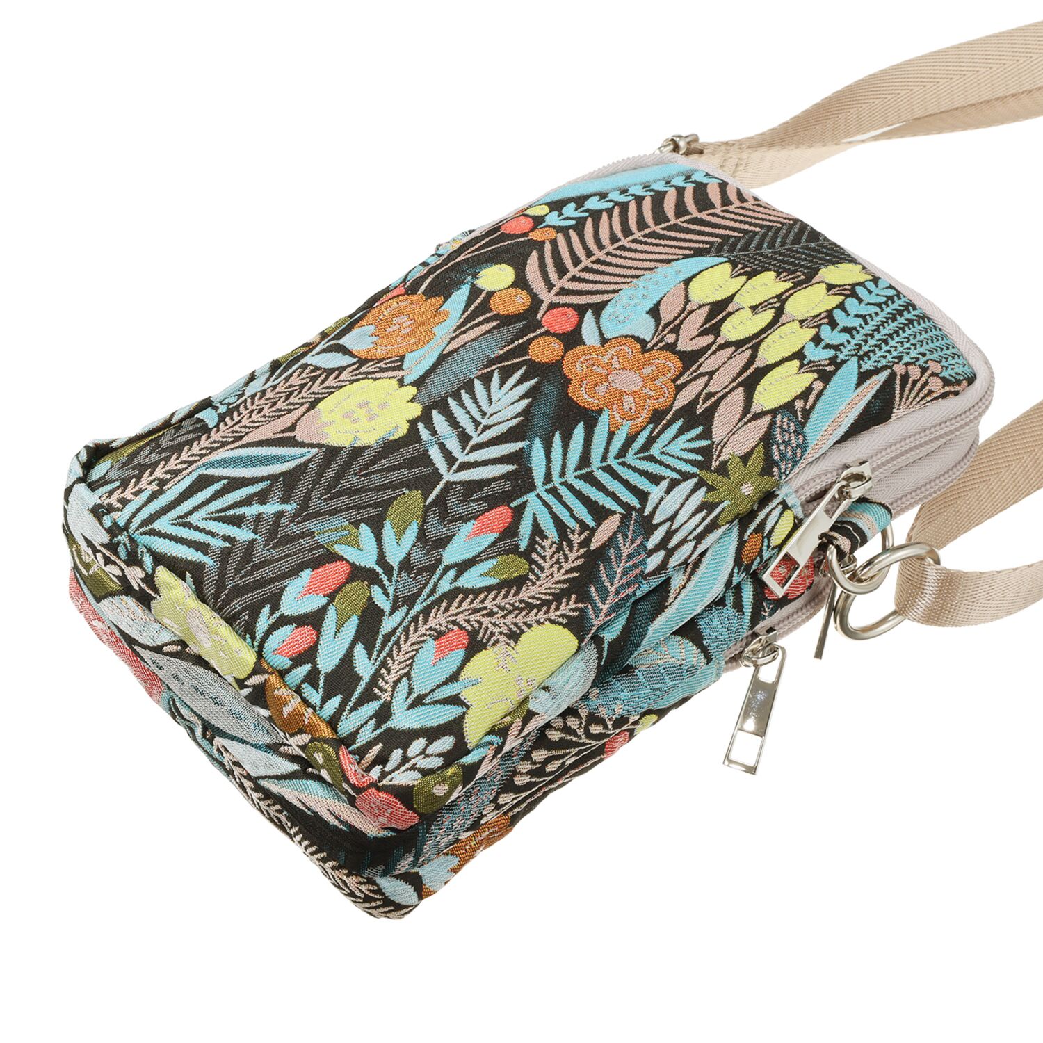 ラルジュ ボタニカルジャガード ダブルファスナー スマートショルダーバッグ