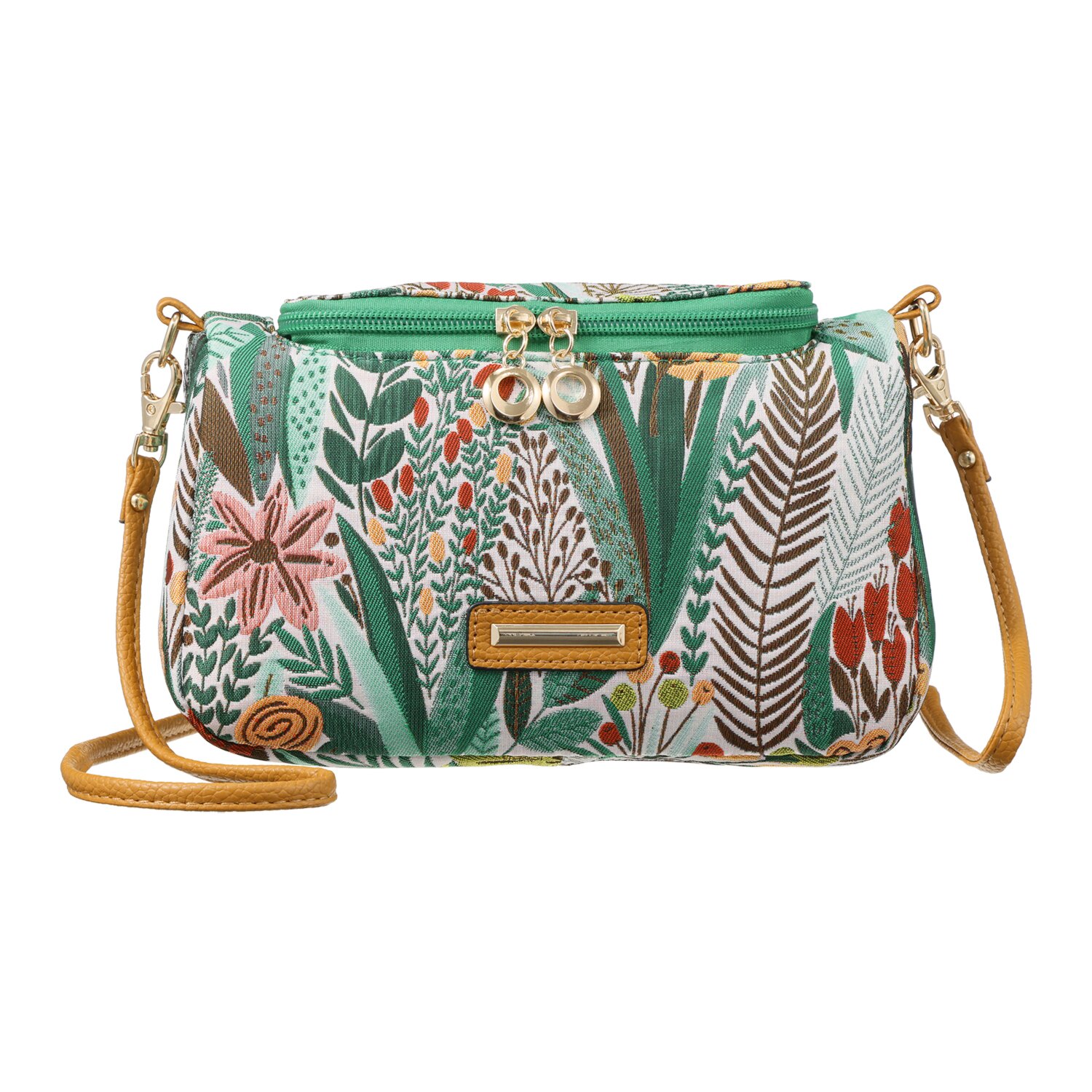 ラルジュ ボタニカルジャガード 天ファスナー ショルダーポーチ