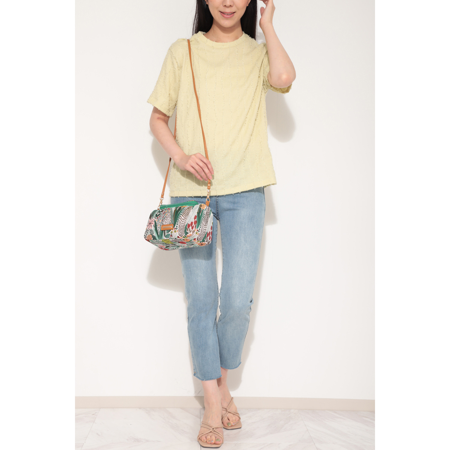 ラルジュ ボタニカルジャガード 天ファスナー ショルダーポーチ