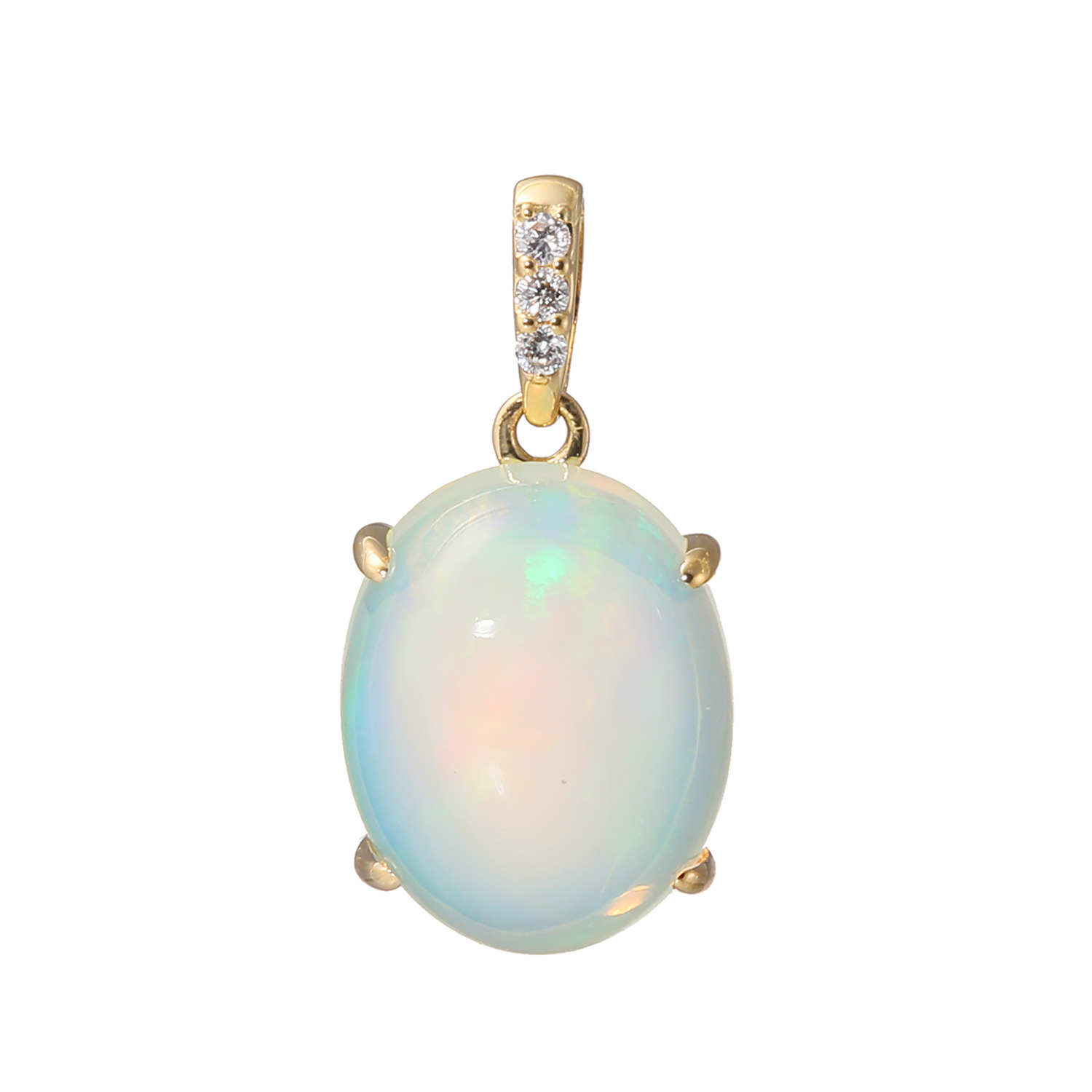 エクラトリエ １８Ｋ オパール＆ ダイヤモンド レインボーフロート ペンダントトップ