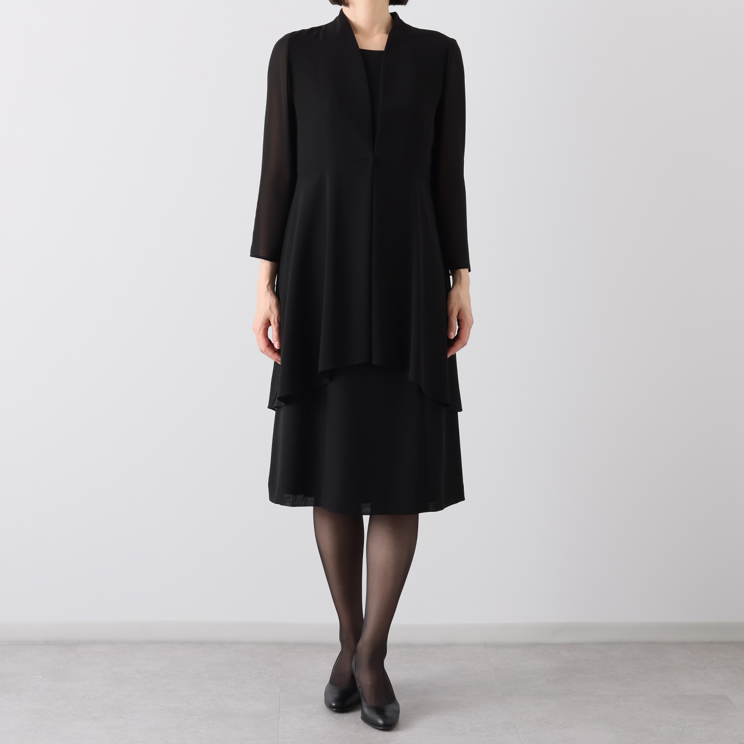 ニュイ ブラックフォーマル 収納袋付 洗濯機で洗える！ シフォンワンピース