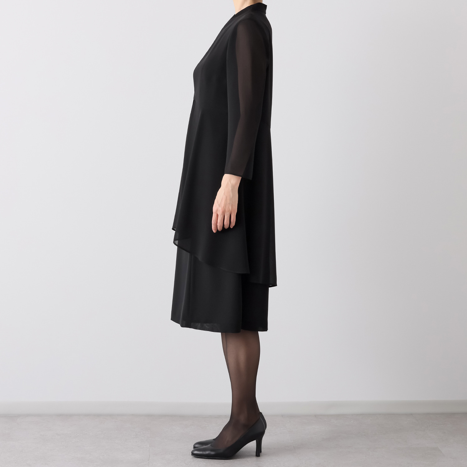 ニュイ ブラックフォーマル 収納袋付 洗濯機で洗える！ シフォンワンピース