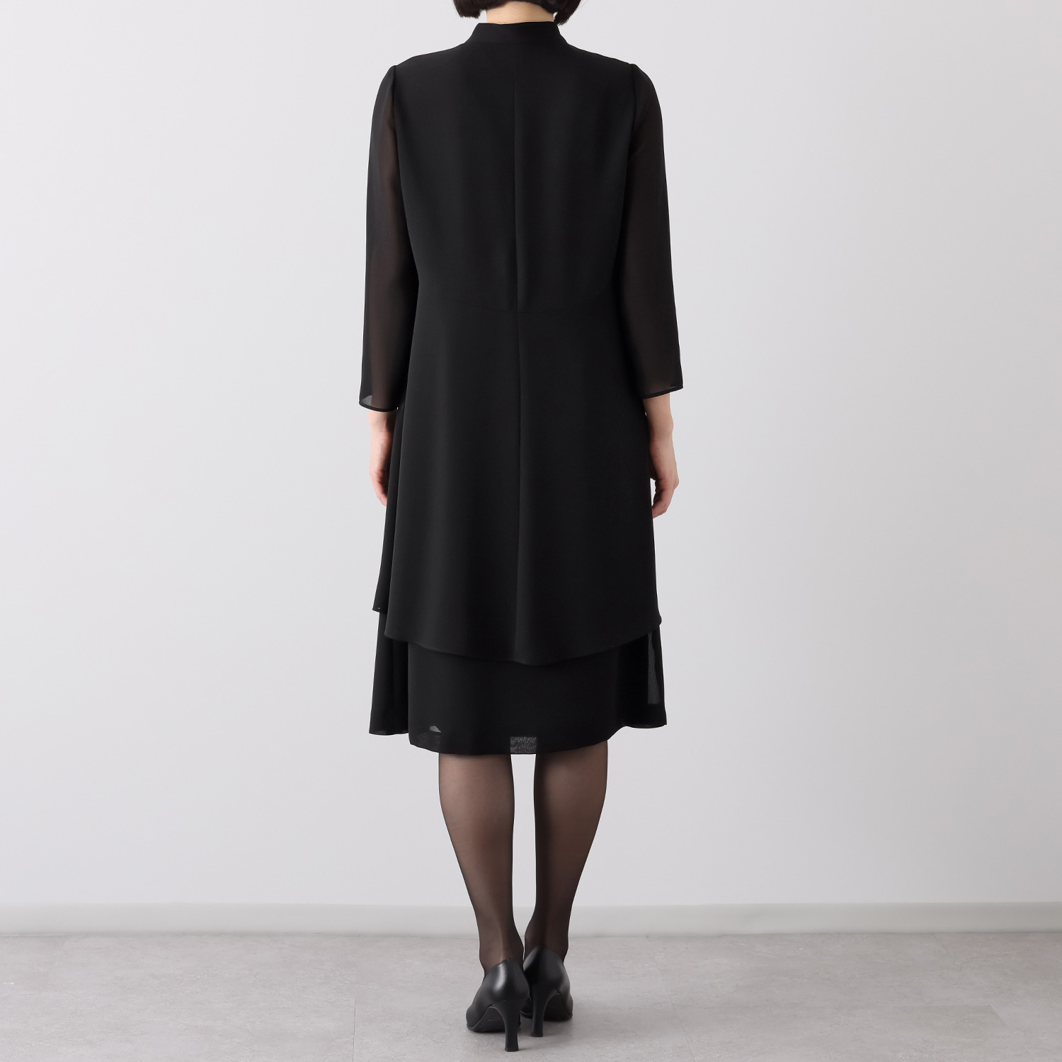 ニュイ ブラックフォーマル 収納袋付 洗濯機で洗える！ シフォンワンピース