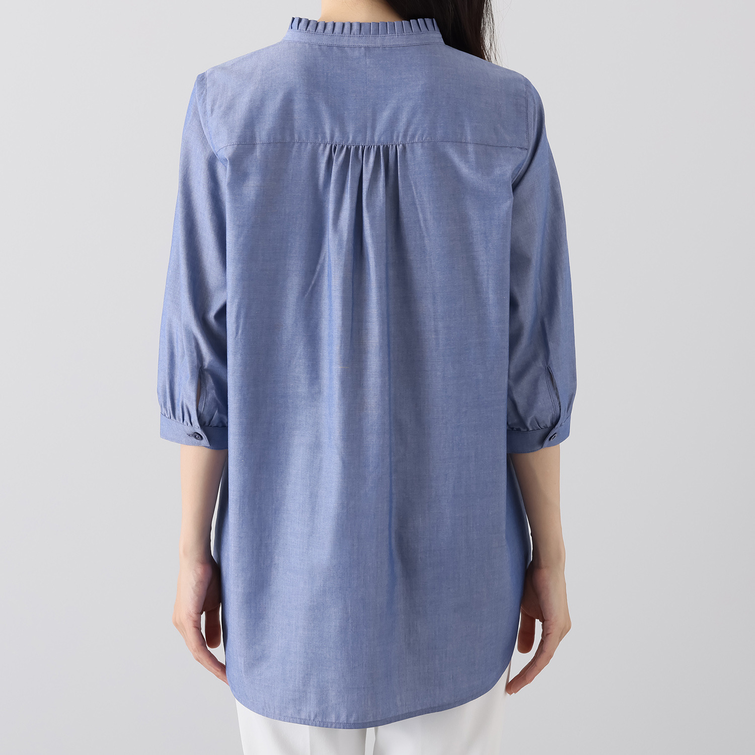 ルナリア 接触冷感・吸水速乾 ひやさらコットン混 ピンタック シャツチュニック