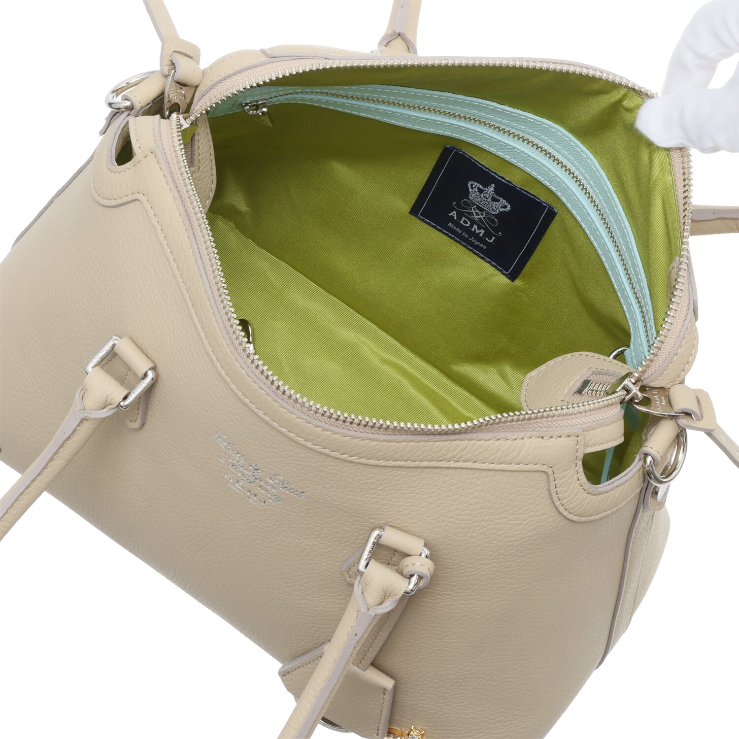 エーディエムジェイ ＴＨＥ　ＢＥＥ 牛革シュリンク型押し ボストンバッグ