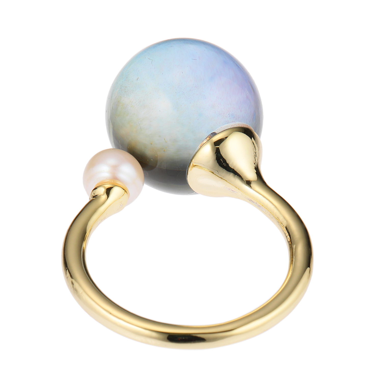 エアリーフェアリー ベビー淡水パール＆ シャボンカラー クリアボール フォークリング