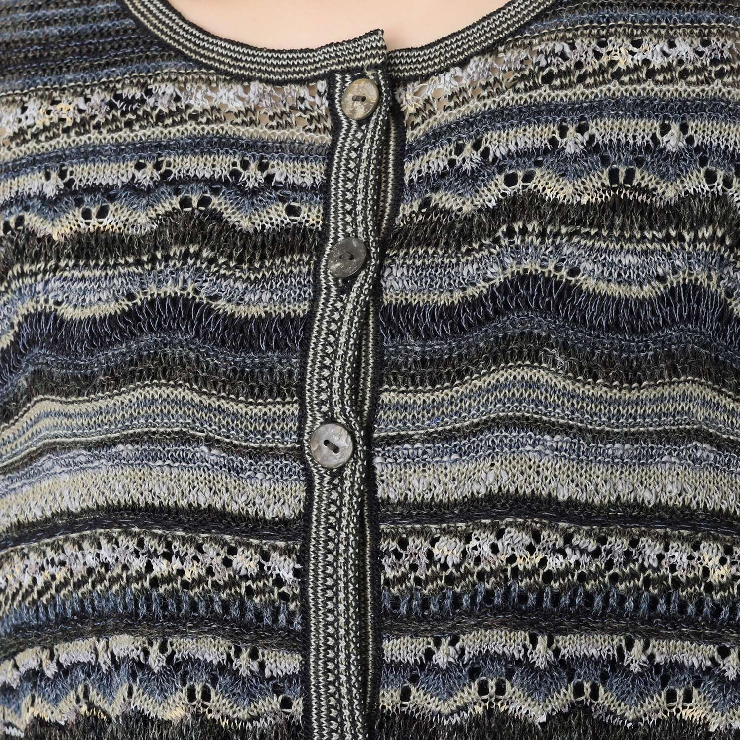 イイネス ファンシーヤーンミックス ボーダーカーディガン