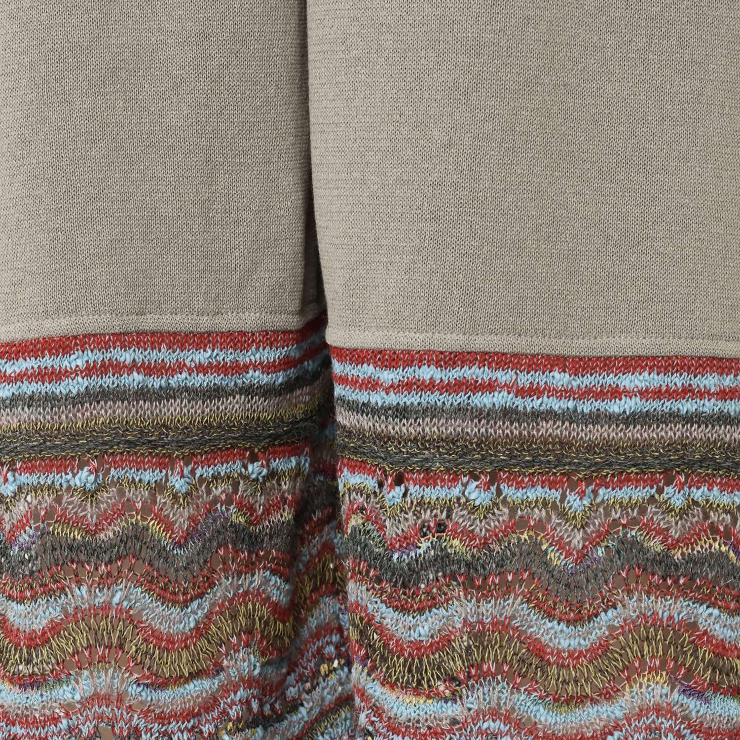 イイネス ファンシーヤーンミックス 切替デザイン 裾ボーダーパンツ