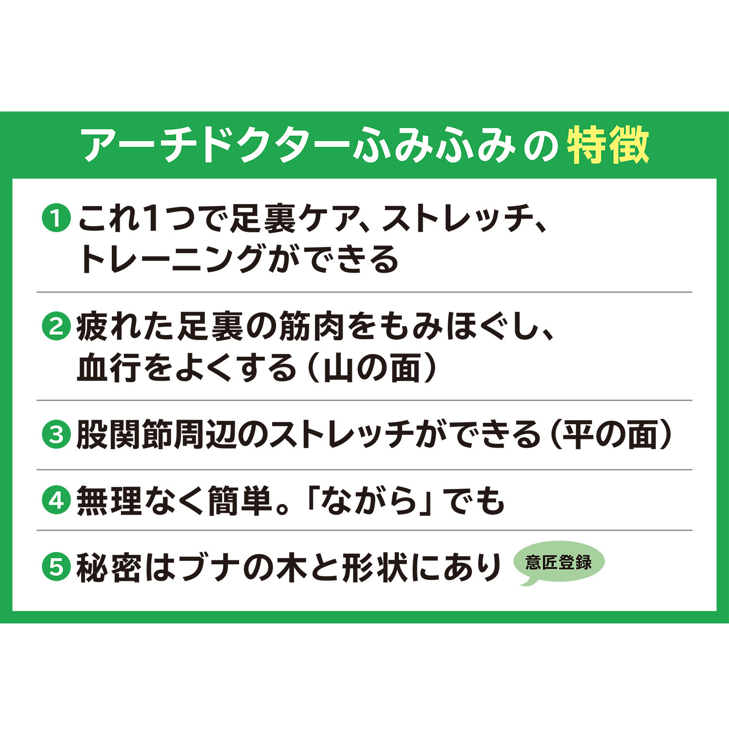 足裏ケア、ストレッチ、 トレーニングができる！ 手のひらサイズの 指圧代用器 アーチドクターふみふみ 滑り止めスポンジ付