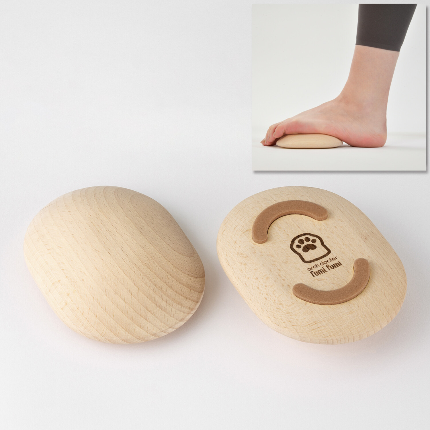 足裏ケア、ストレッチ、 トレーニングができる！ 手のひらサイズの 指圧代用器 アーチドクターふみふみ 滑り止めスポンジ付