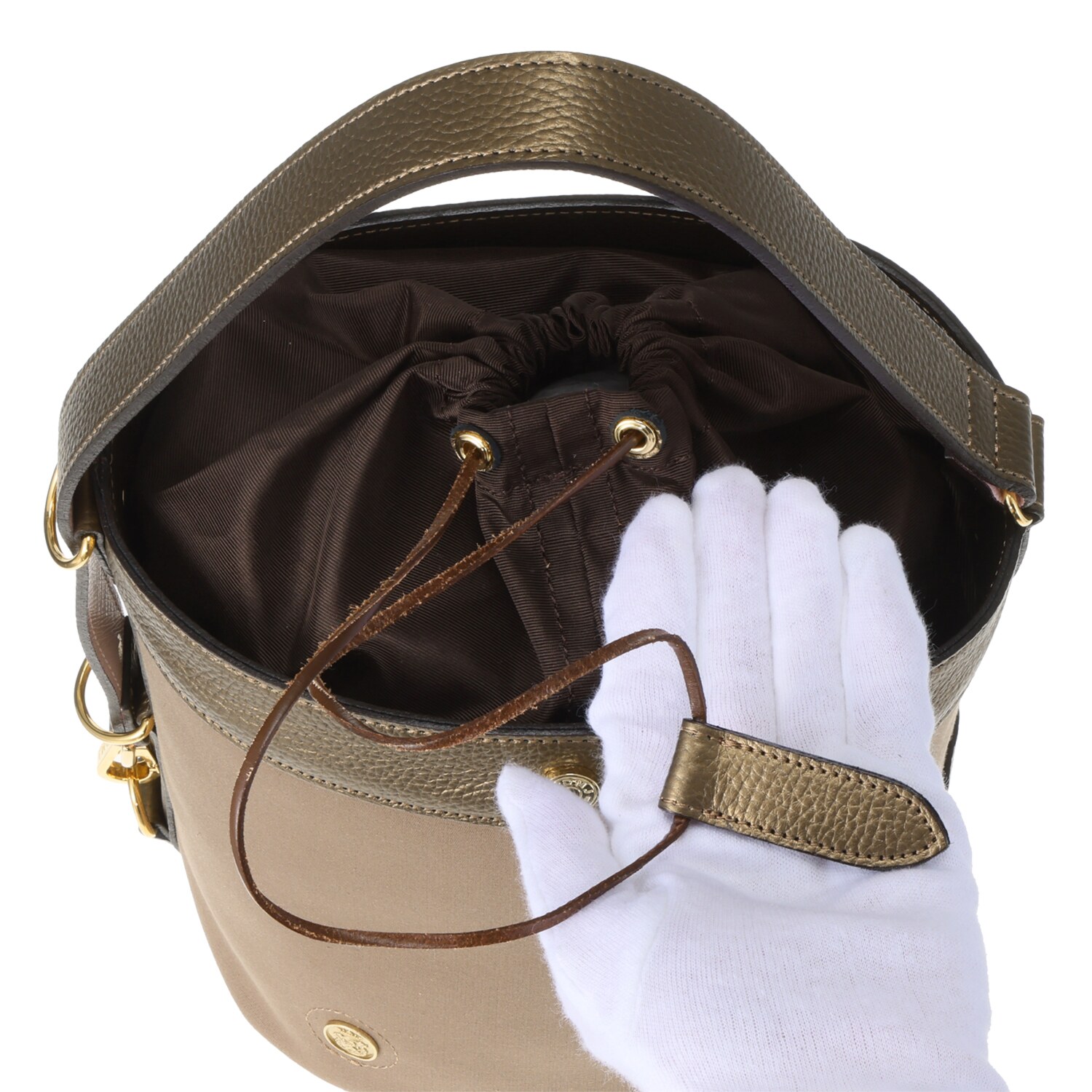 エーディーエムジェイ イタリアンファブリック バケットショルダーバッグ