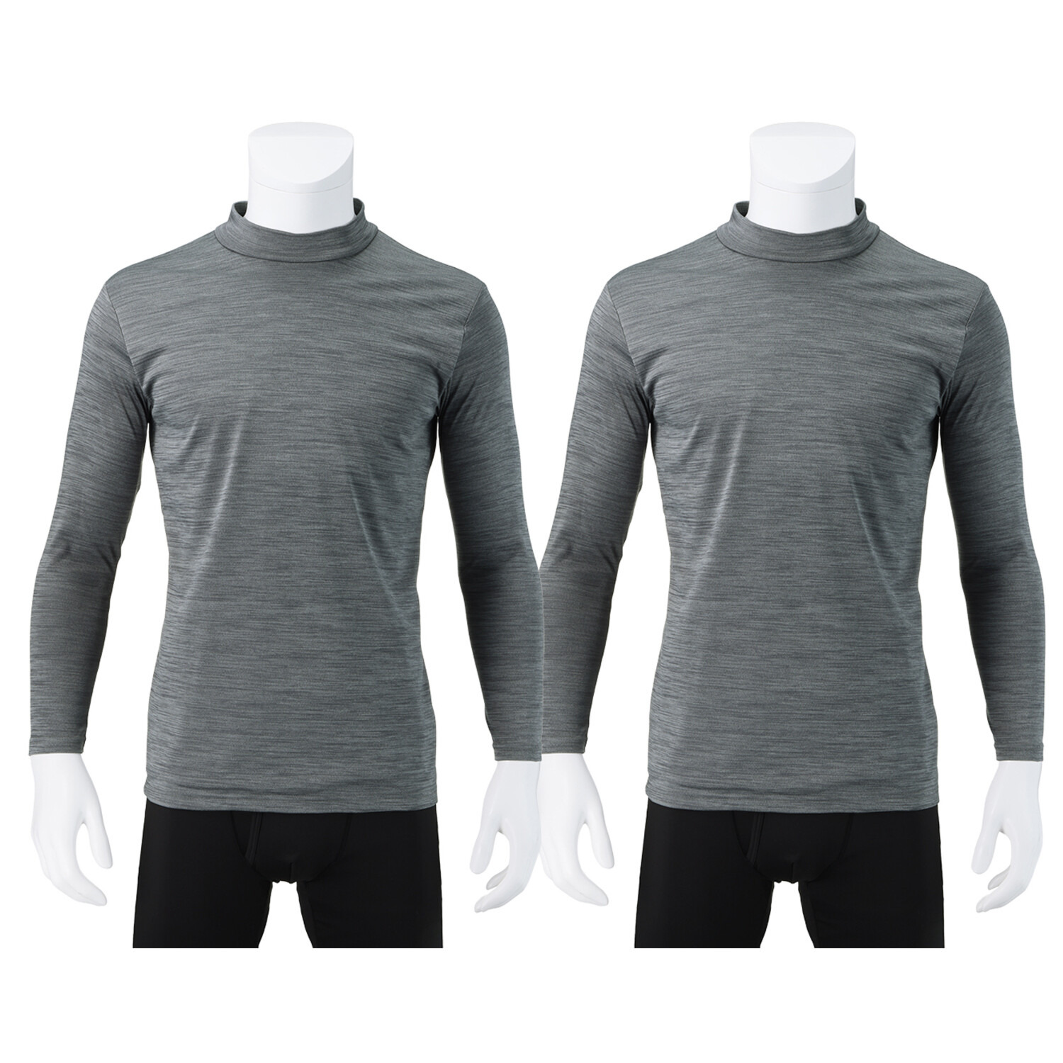 ブリーズテックス 防風　透湿 裏起毛 ハイネック長袖インナー 同色２枚セット ＜メンズ＞