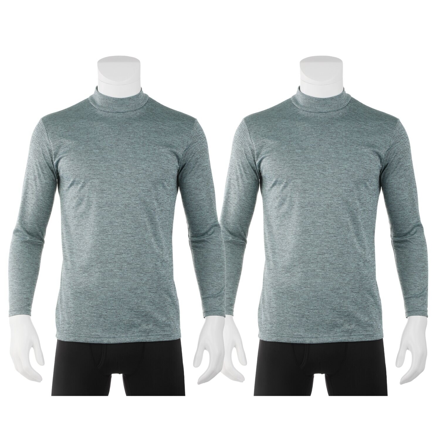 ブリーズテックス 防風　透湿 裏起毛 ハイネック長袖インナー 同色２枚セット ＜メンズ＞