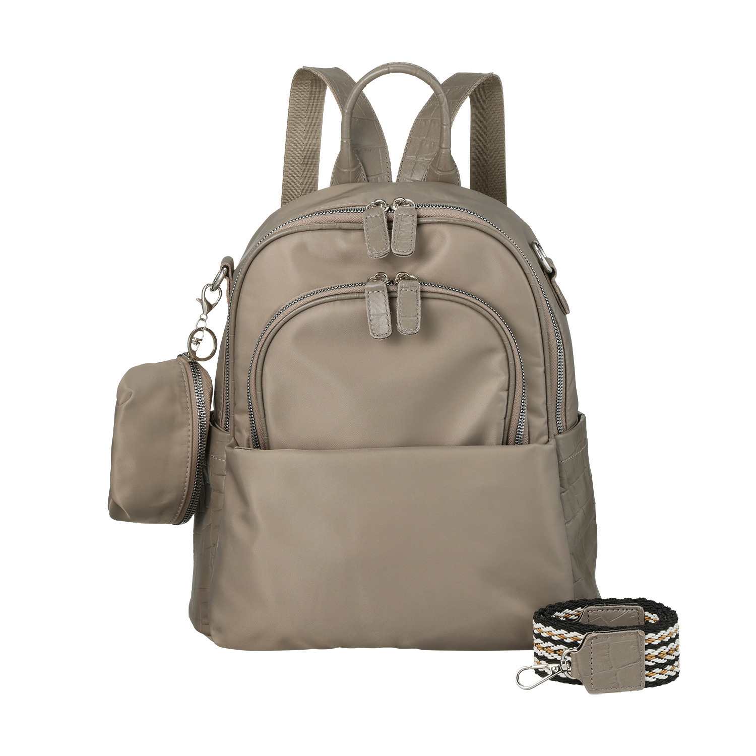 オリタタ ナイロン 牛革アクセント ３ウェイリュック ＜ミニポーチ付＞