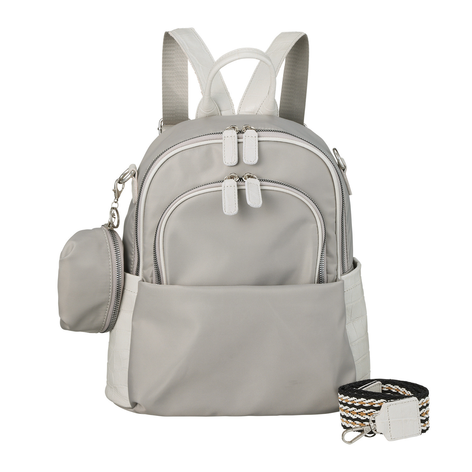 オリタタ ナイロン 牛革アクセント ３ウェイリュック ＜ミニポーチ付＞