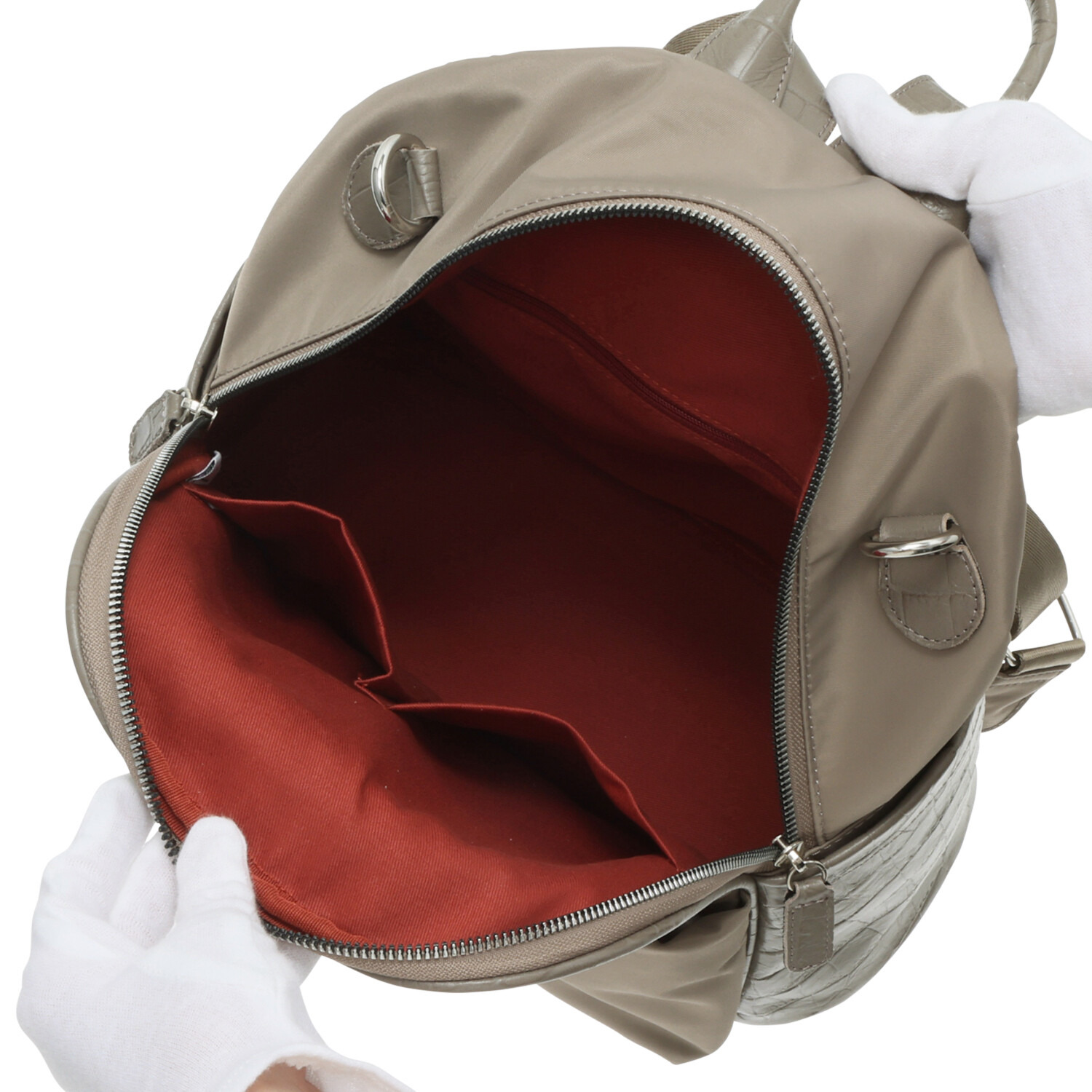 オリタタ ナイロン 牛革アクセント ３ウェイリュック ＜ミニポーチ付＞