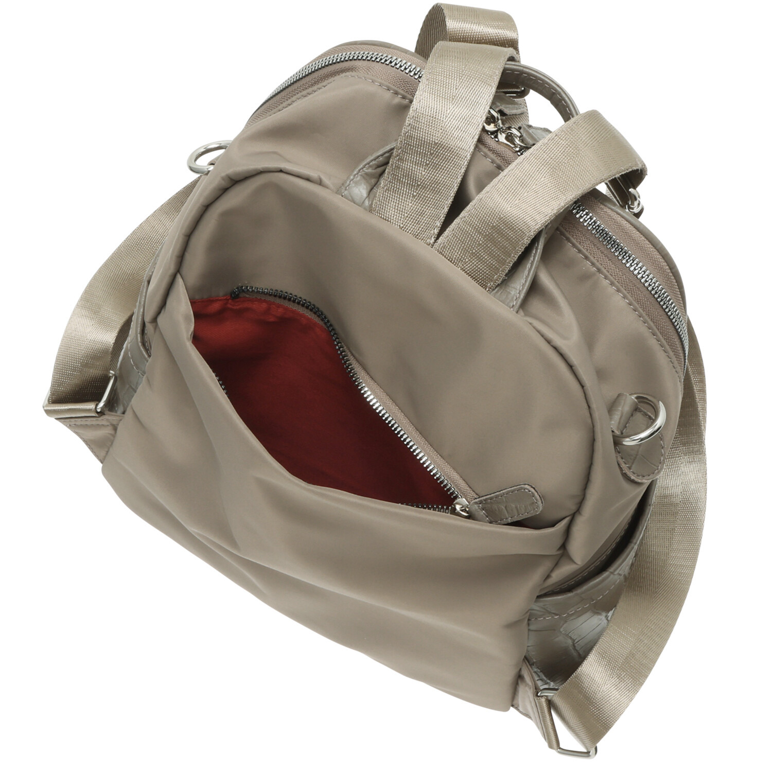 オリタタ ナイロン 牛革アクセント ３ウェイリュック ＜ミニポーチ付＞