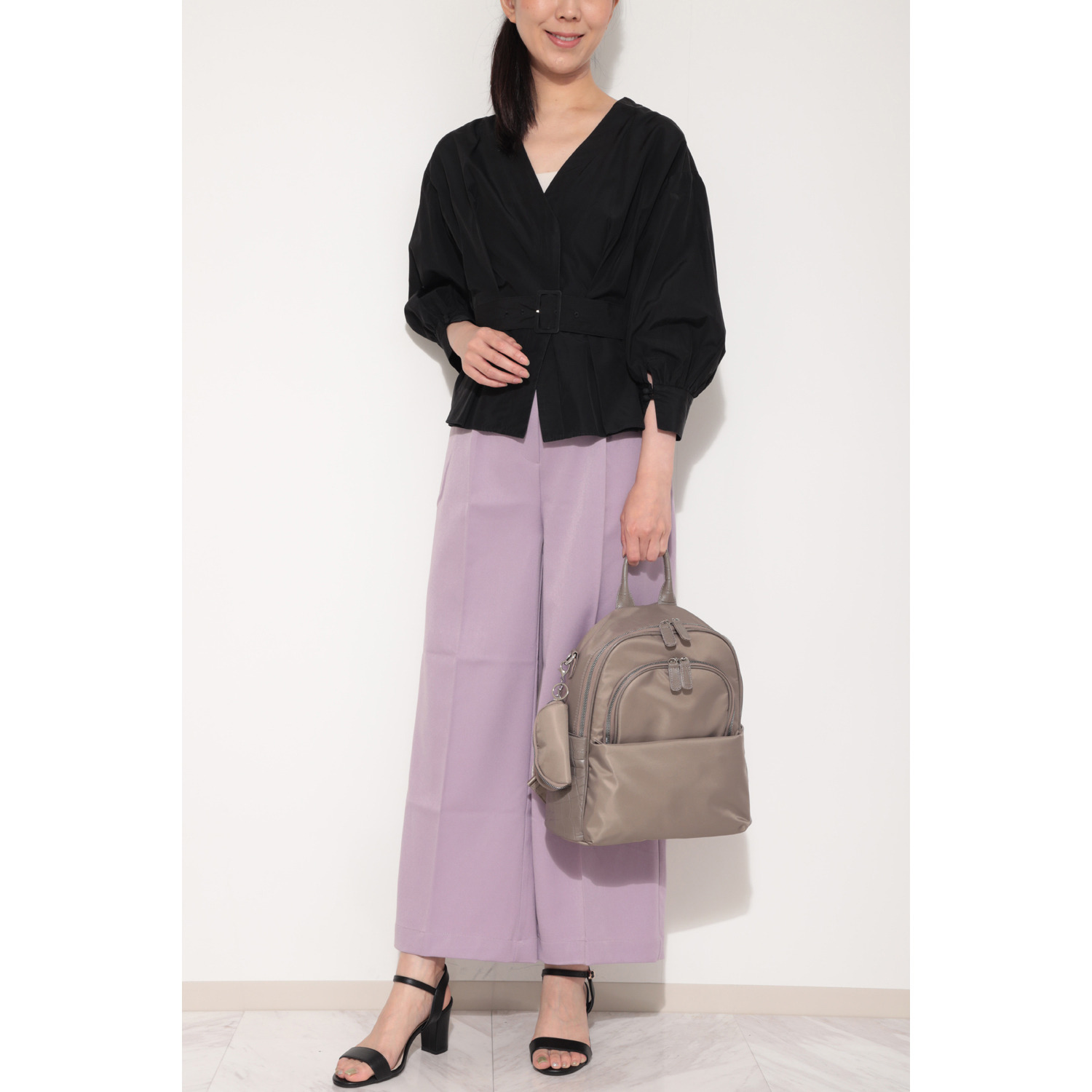 オリタタ ナイロン 牛革アクセント ３ウェイリュック ＜ミニポーチ付＞