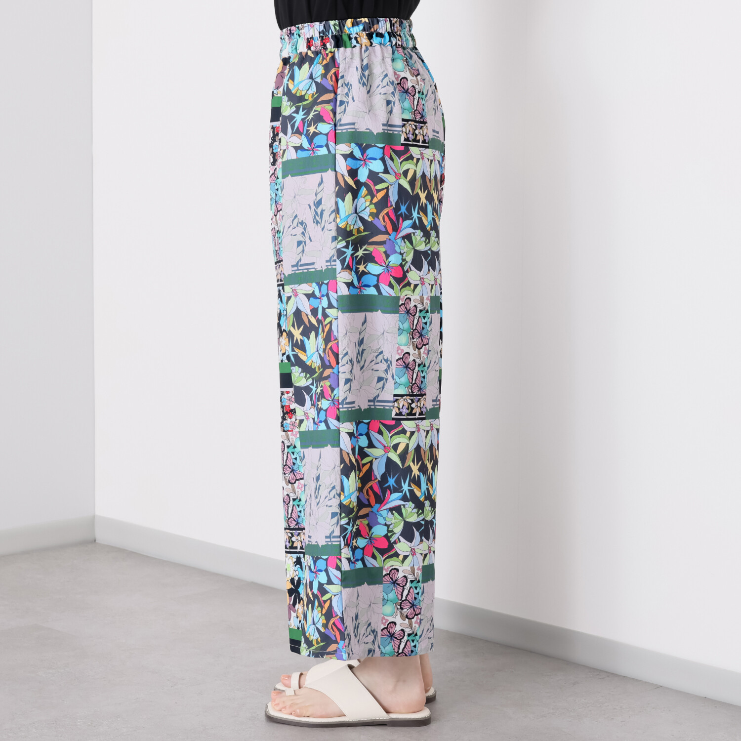 スカラー 花柄 パッチワークパンツ