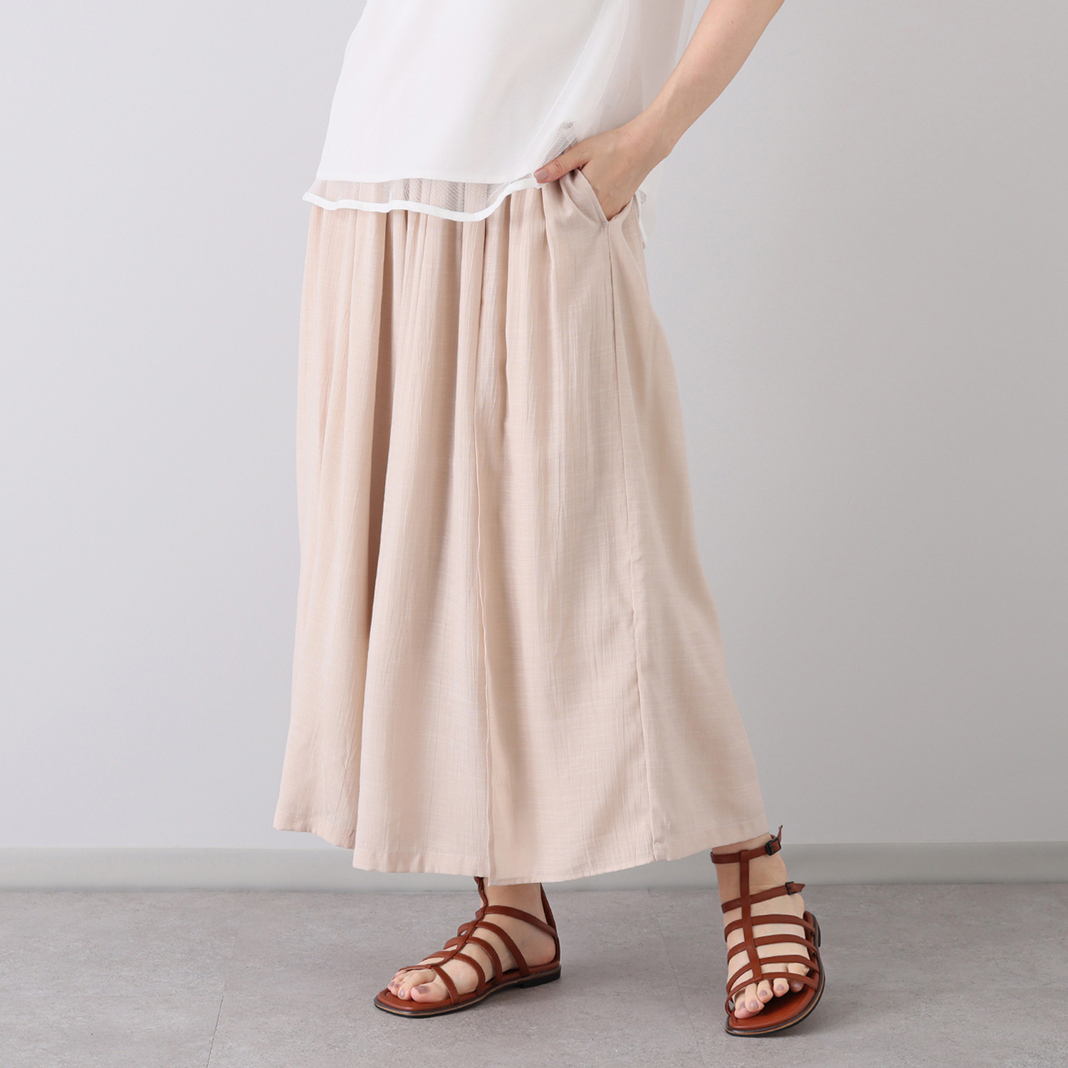 アトリエール 麻調 ドレープスカーチョ