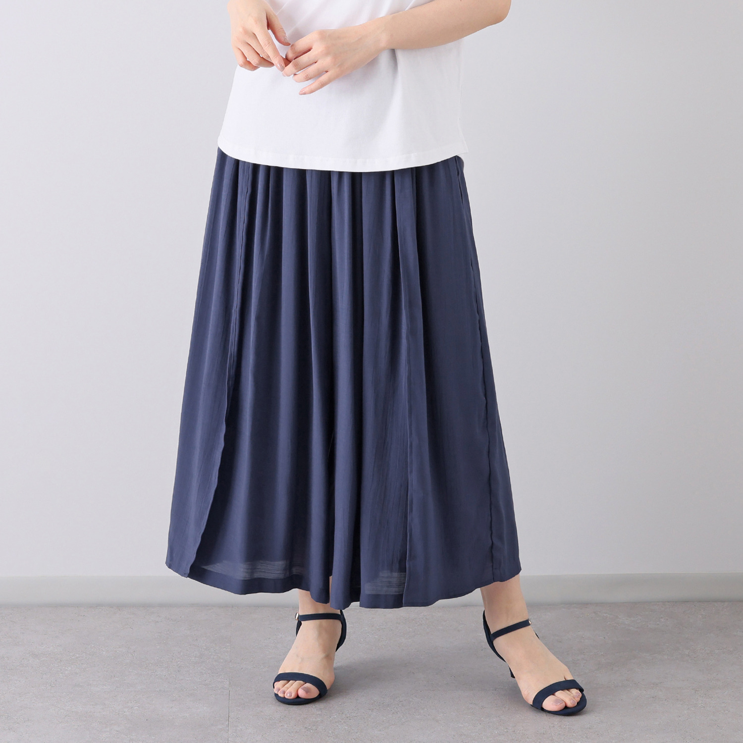 アトリエール 麻調 ドレープスカーチョ