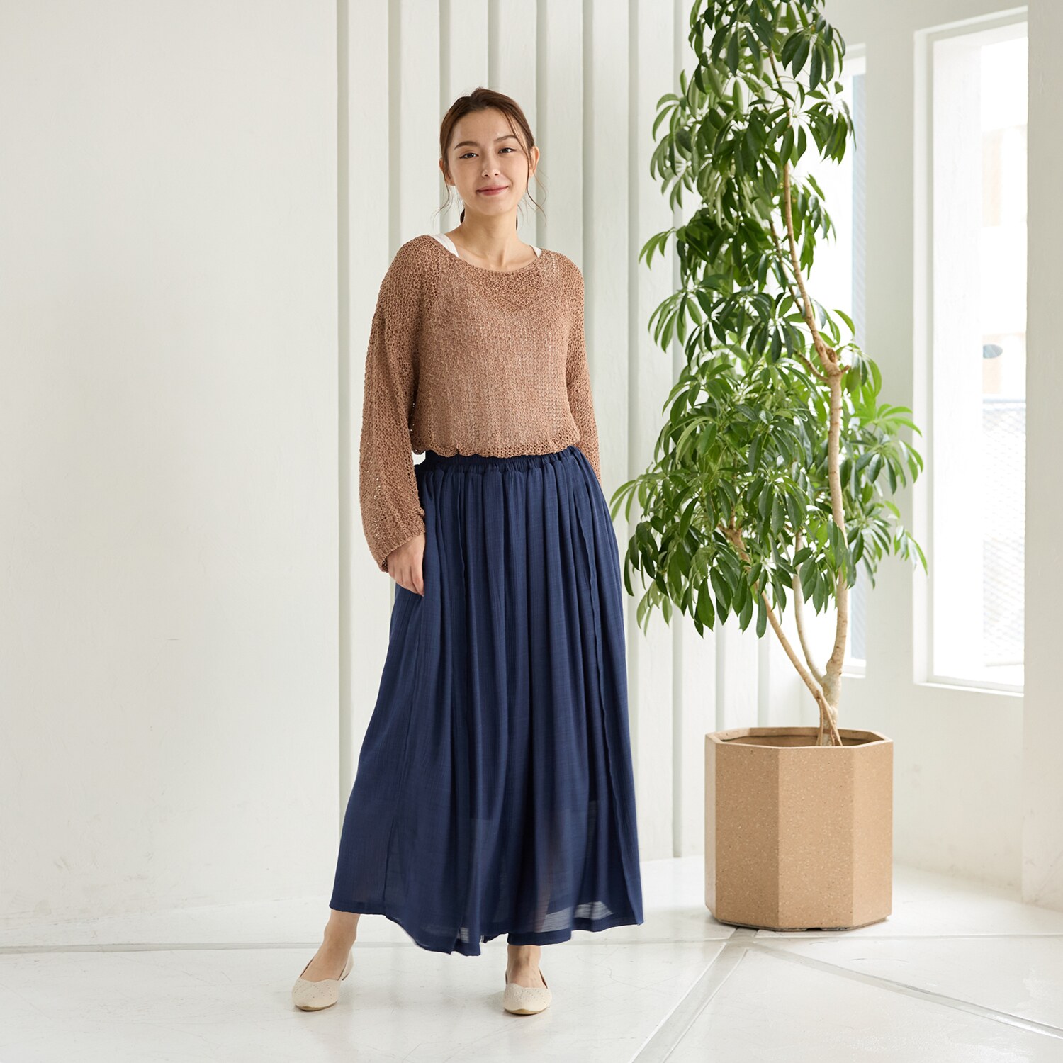 アトリエール 麻調 ドレープスカーチョ