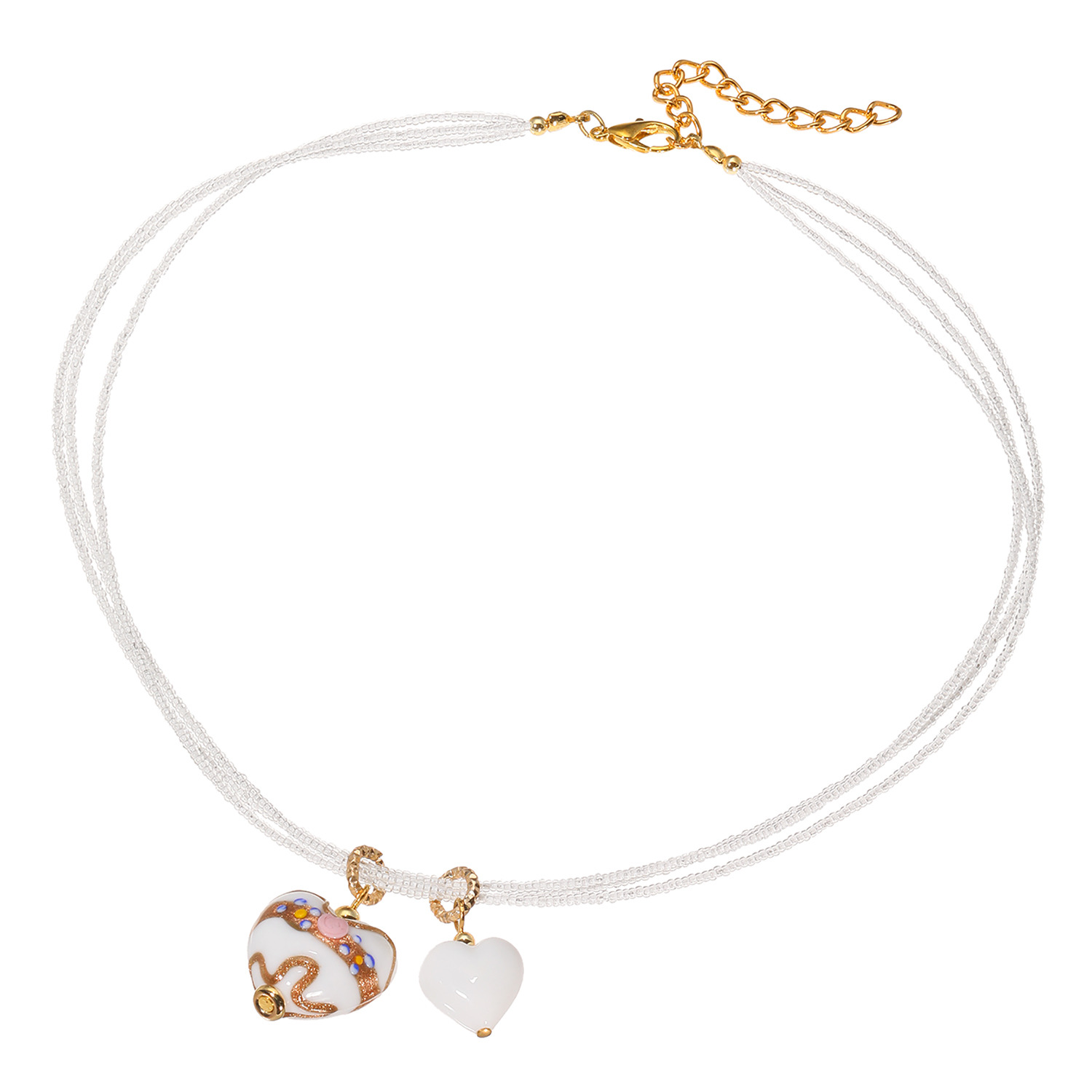 ラグーナ ベネチアンガラス クリムトデザイン フィオーレ ハートペンダント