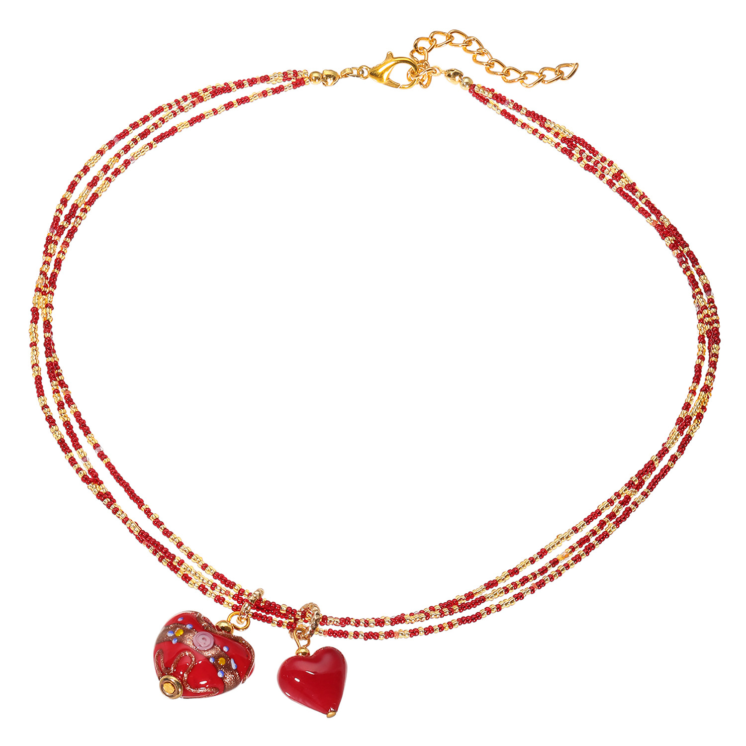 ラグーナ ベネチアンガラス クリムトデザイン フィオーレ ハートペンダント