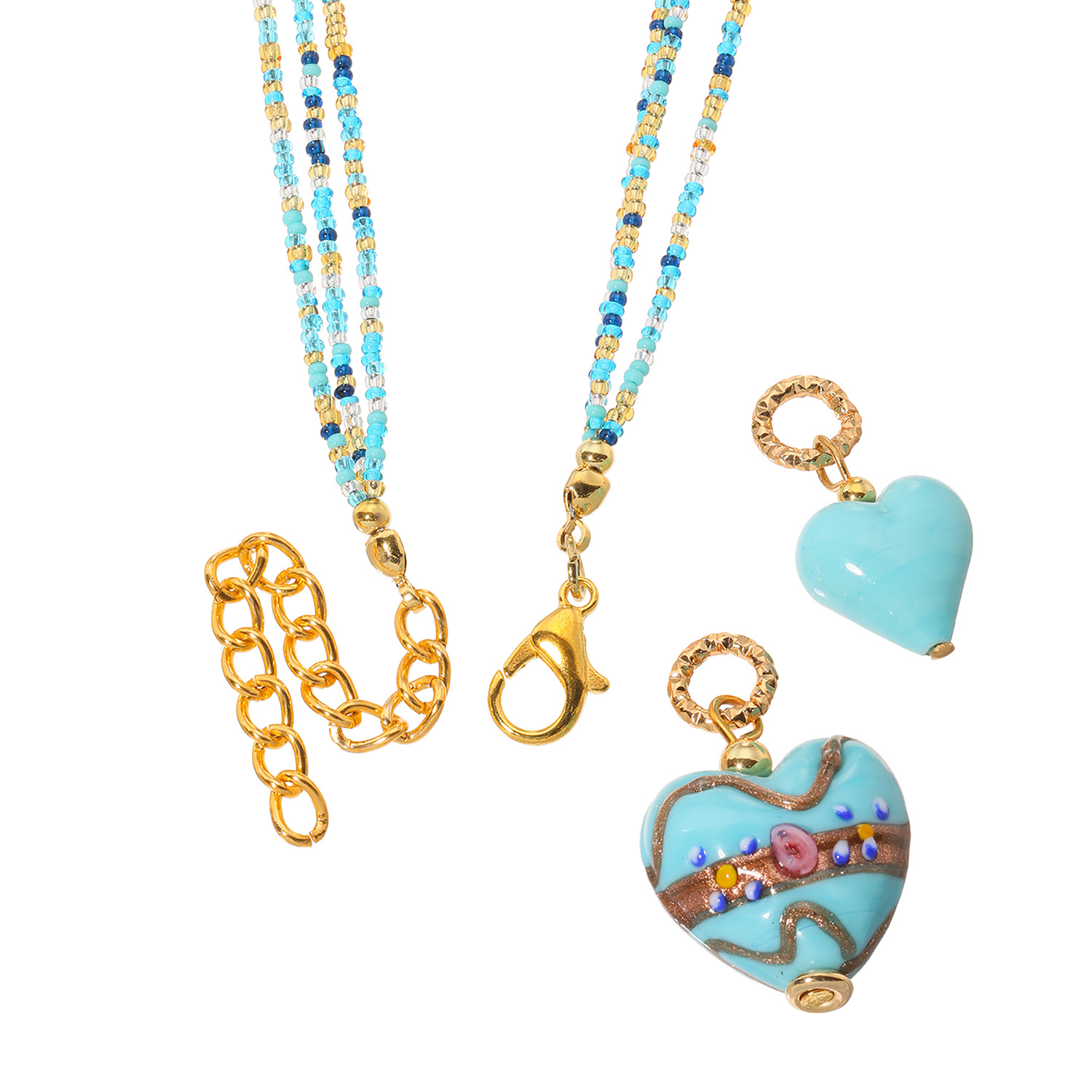 ラグーナ ベネチアンガラス クリムトデザイン フィオーレ ハートペンダント