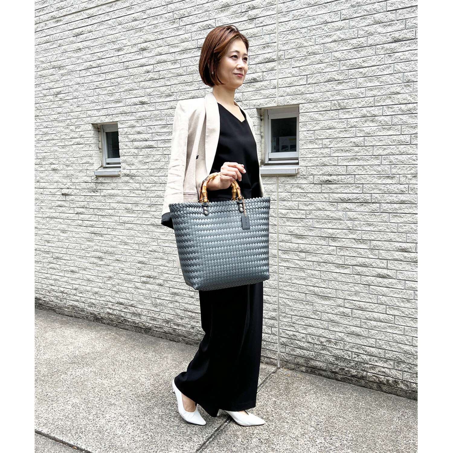 トーチ フェイクバンブーハンドル メルカドトートバッグ ＜巾着付＞