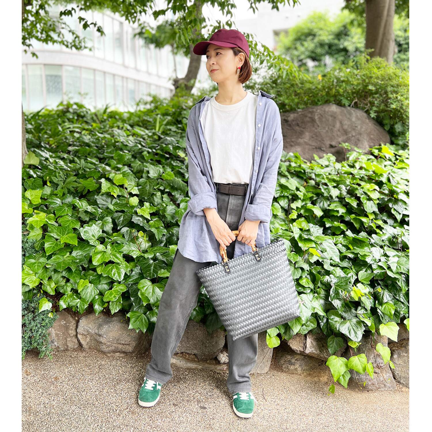 トーチ フェイクバンブーハンドル メルカドトートバッグ ＜巾着付＞