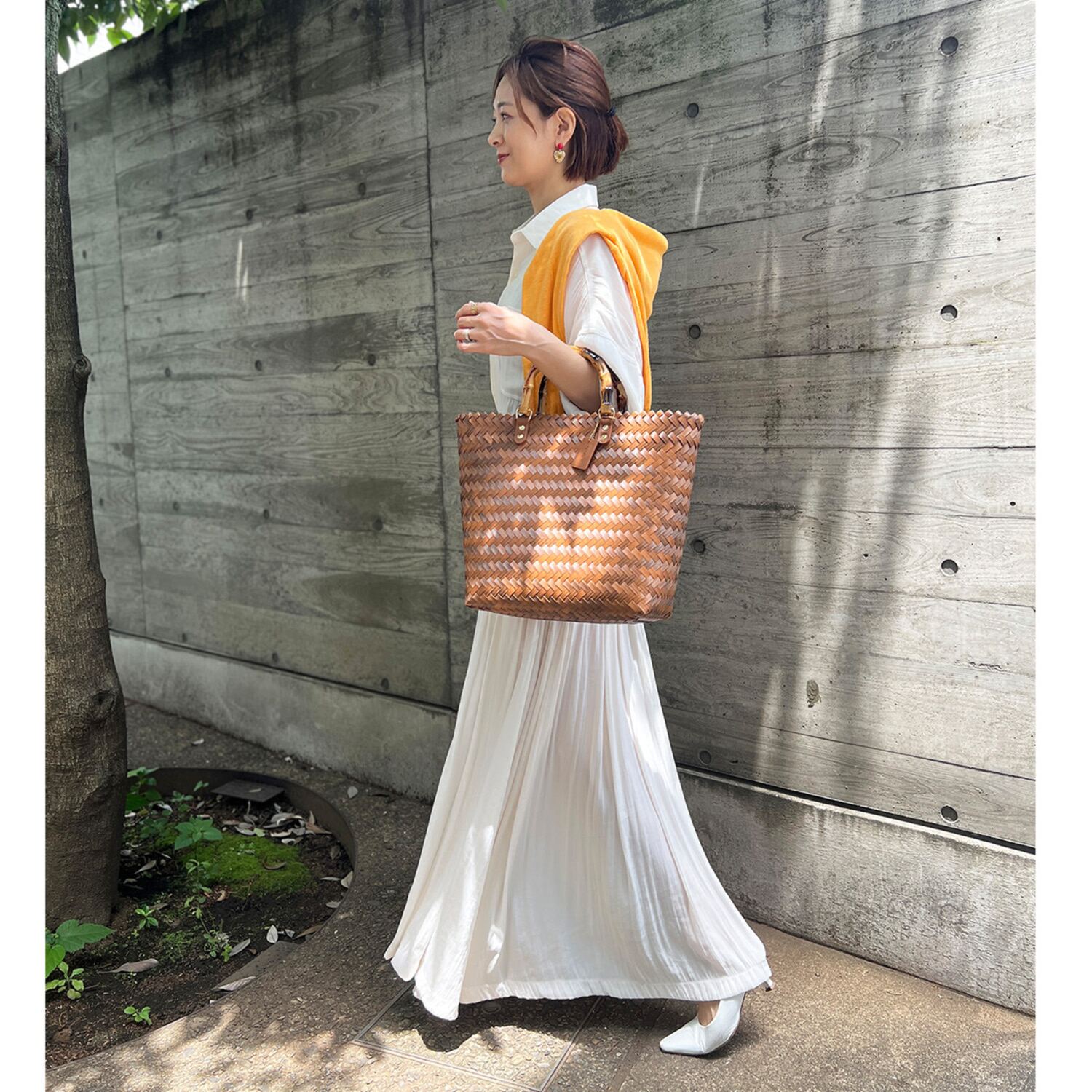 トーチ フェイクバンブーハンドル メルカドトートバッグ ＜巾着付＞