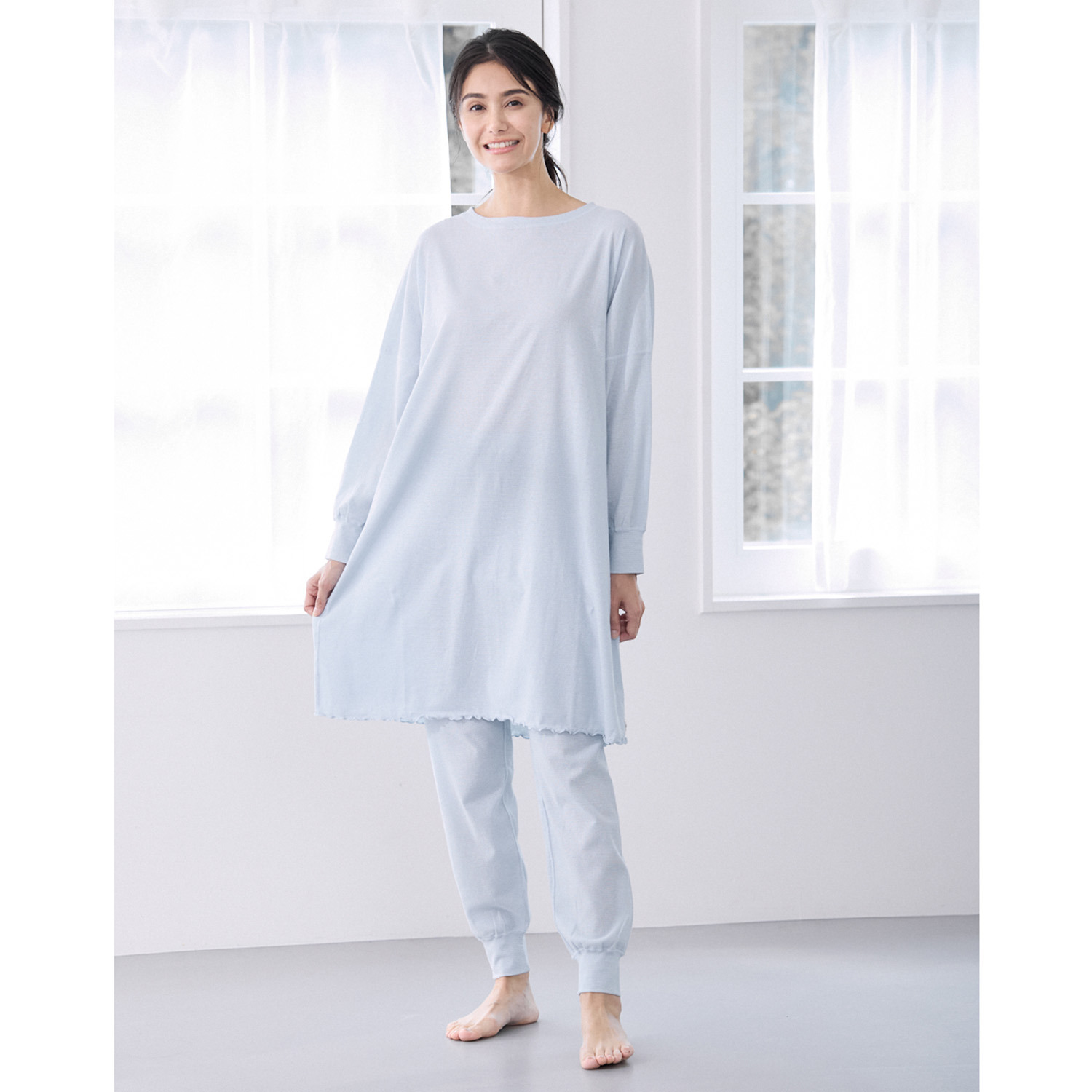 丸福ガーゼ 吸水速乾・抗菌防臭 綿モダール混 ルームウェア 上下セット