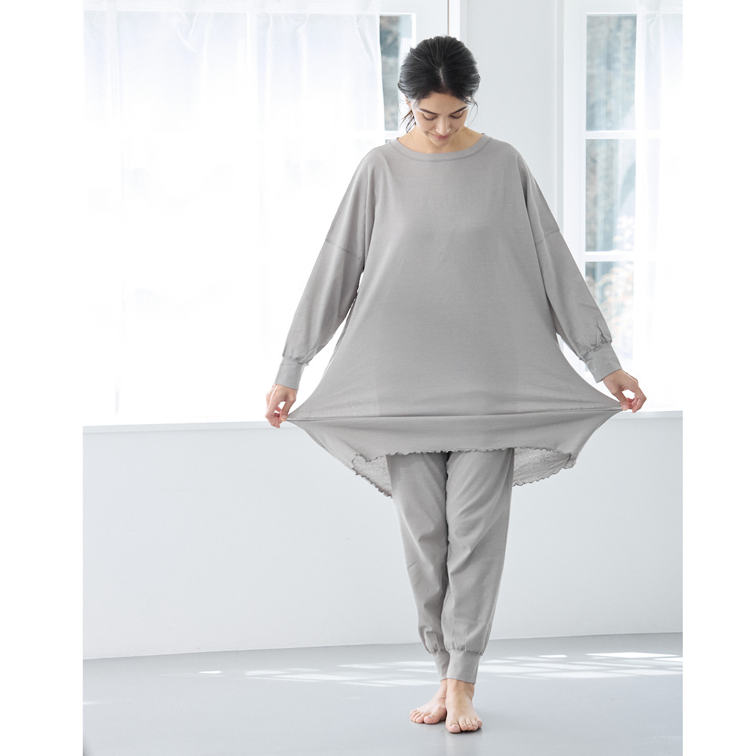 丸福ガーゼ 吸水速乾・抗菌防臭 綿モダール混 ルームウェア 上下セット